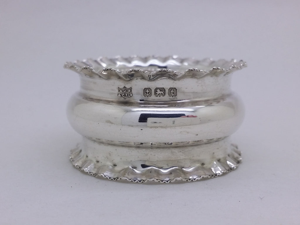 George V 1918 Sterling Silver Crimped Napkin Ring, Birmingham