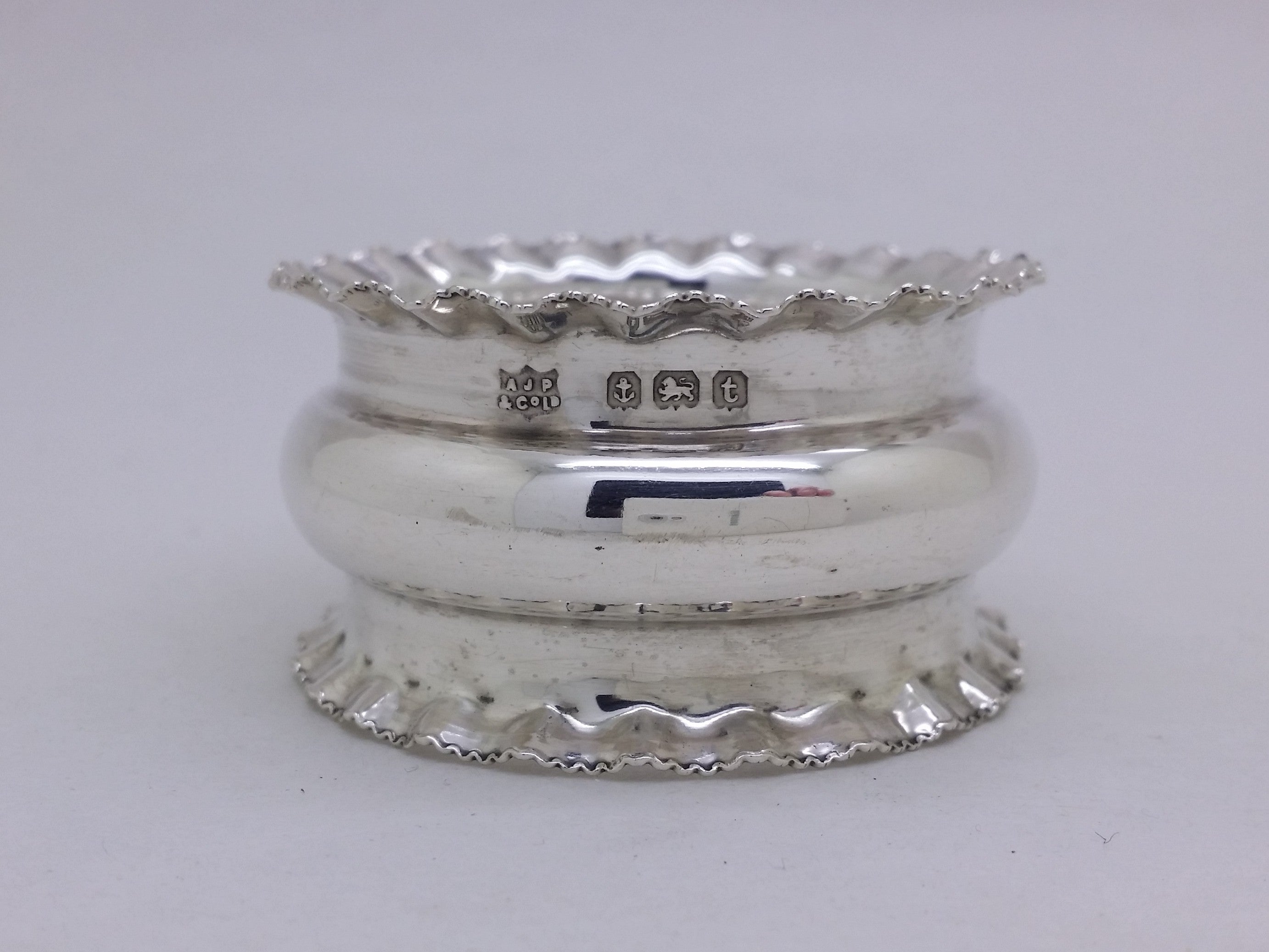 George V 1918 Sterling Silver Crimped Napkin Ring, Birmingham