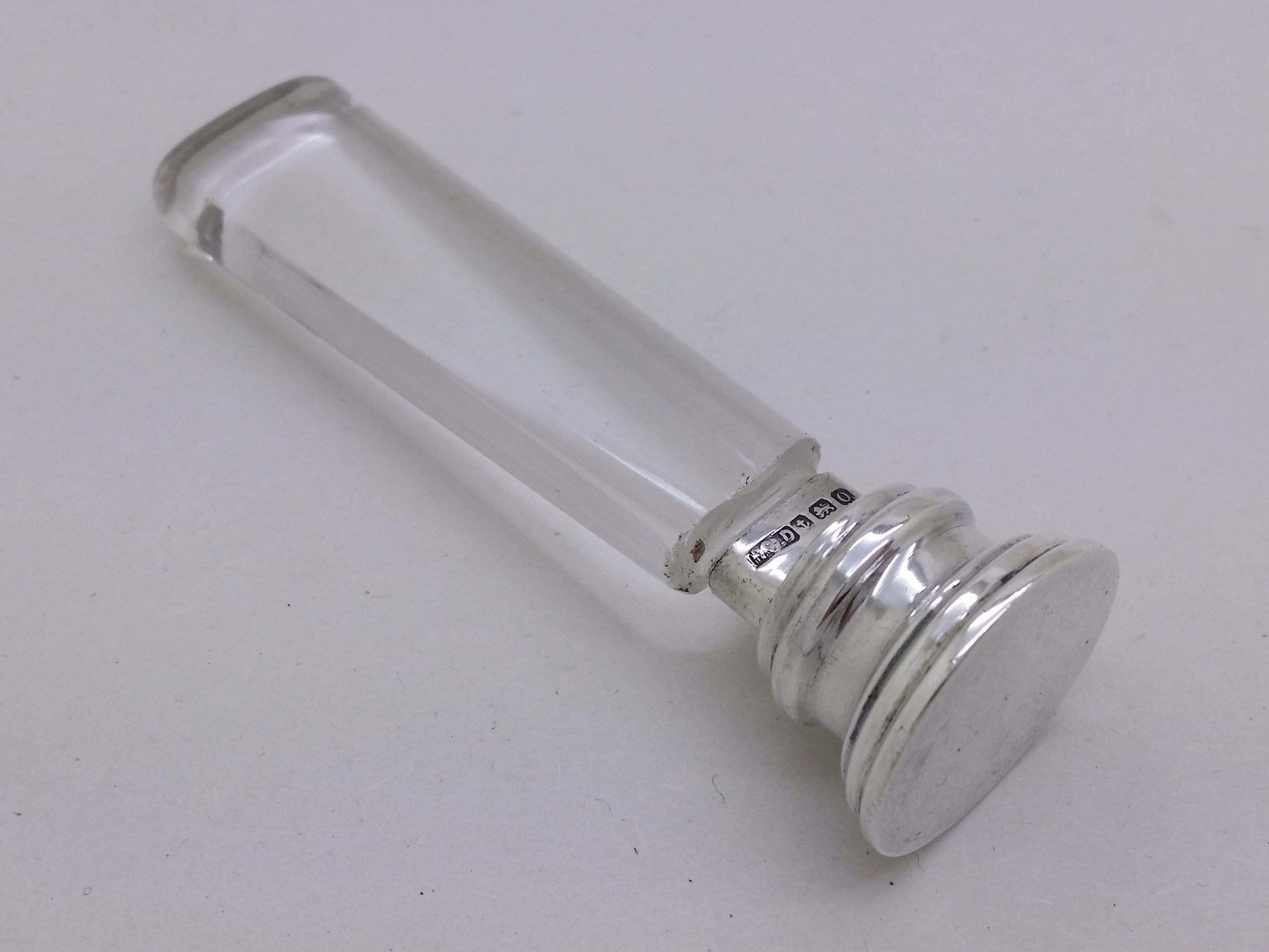 George V 1913 sterling silver & glass blank desk wax seal, Birmingham, by Henry Clifford Davis