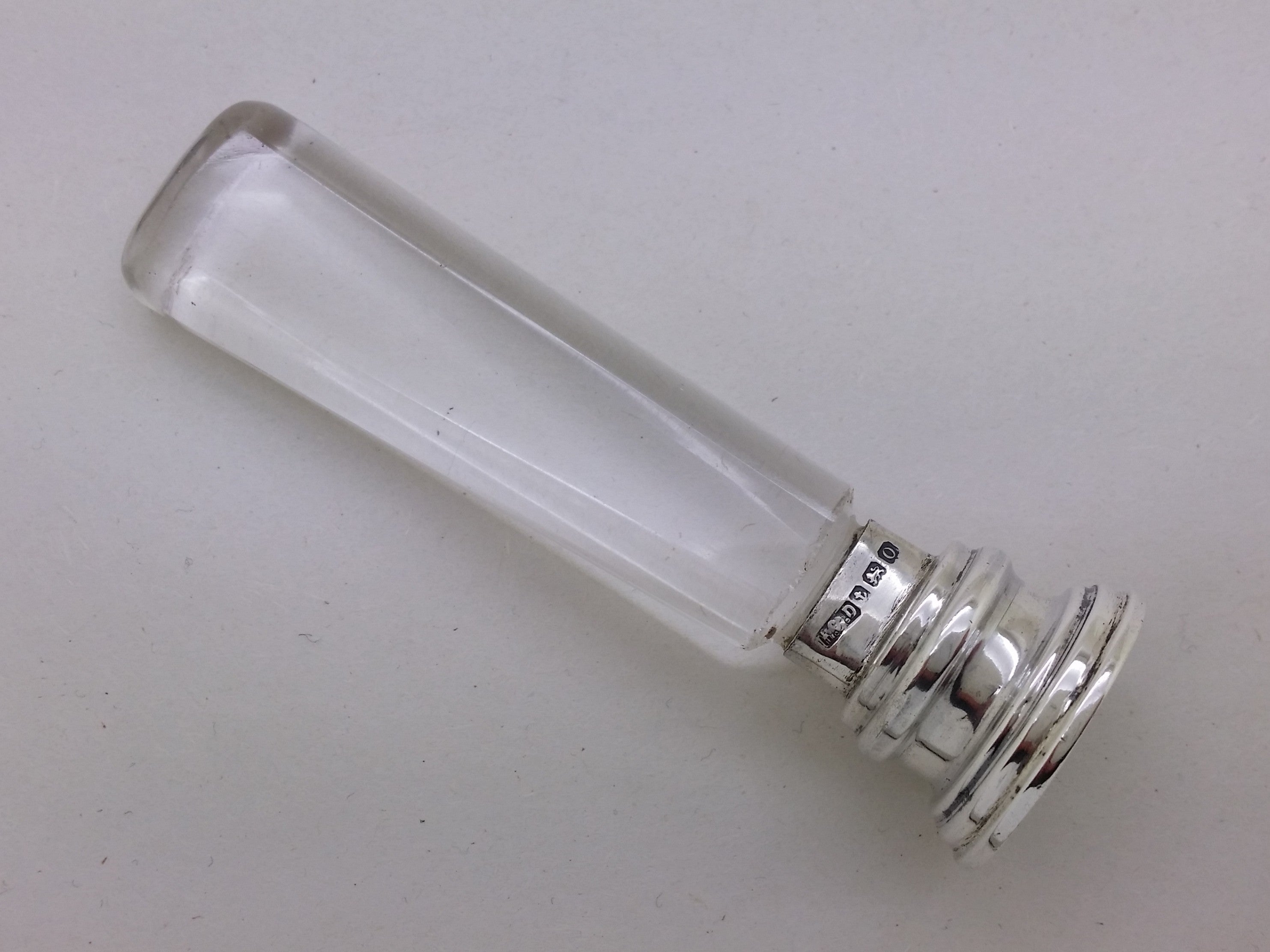 George V 1913 Sterling Silver & Glass Blank Desk Wax Seal, Birmingham