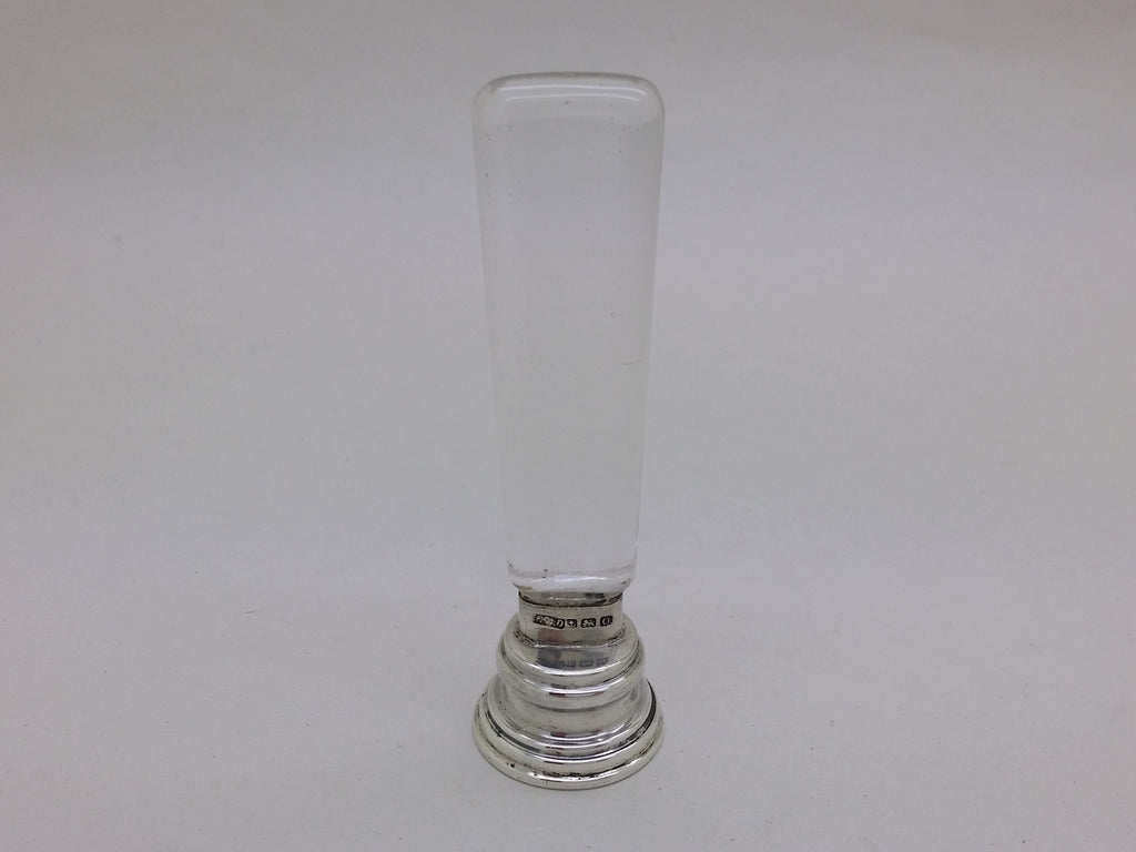 George V 1913 Sterling Silver & Glass Blank Desk Wax Seal, Birmingham