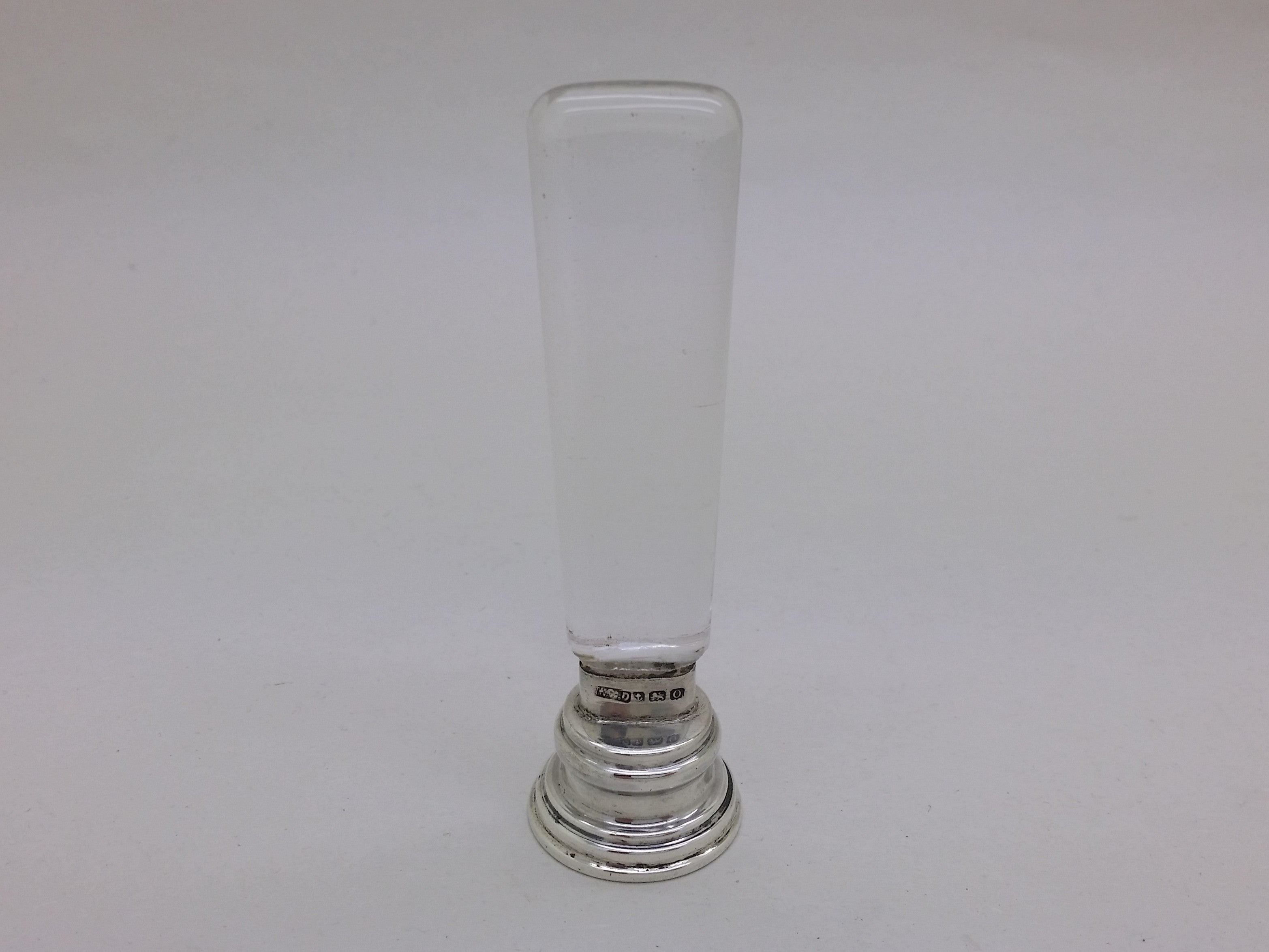 George V 1913 Sterling Silver & Glass Blank Desk Wax Seal, Birmingham