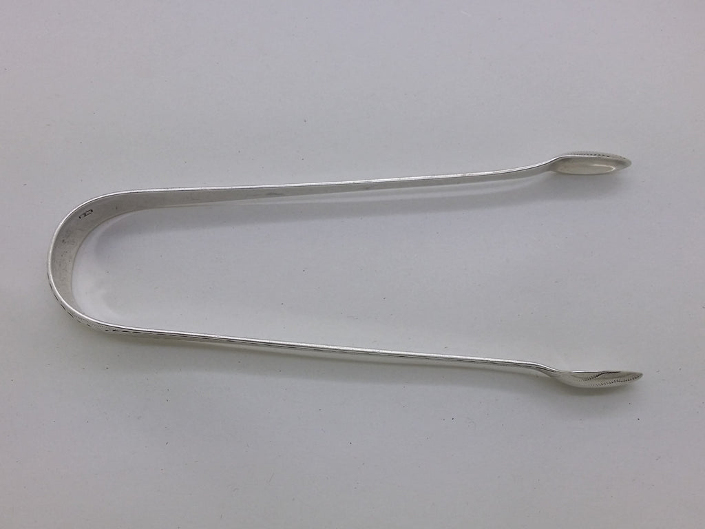 George III c.1785 Sterling Silver Bright Cut Sugar Tongs, London
