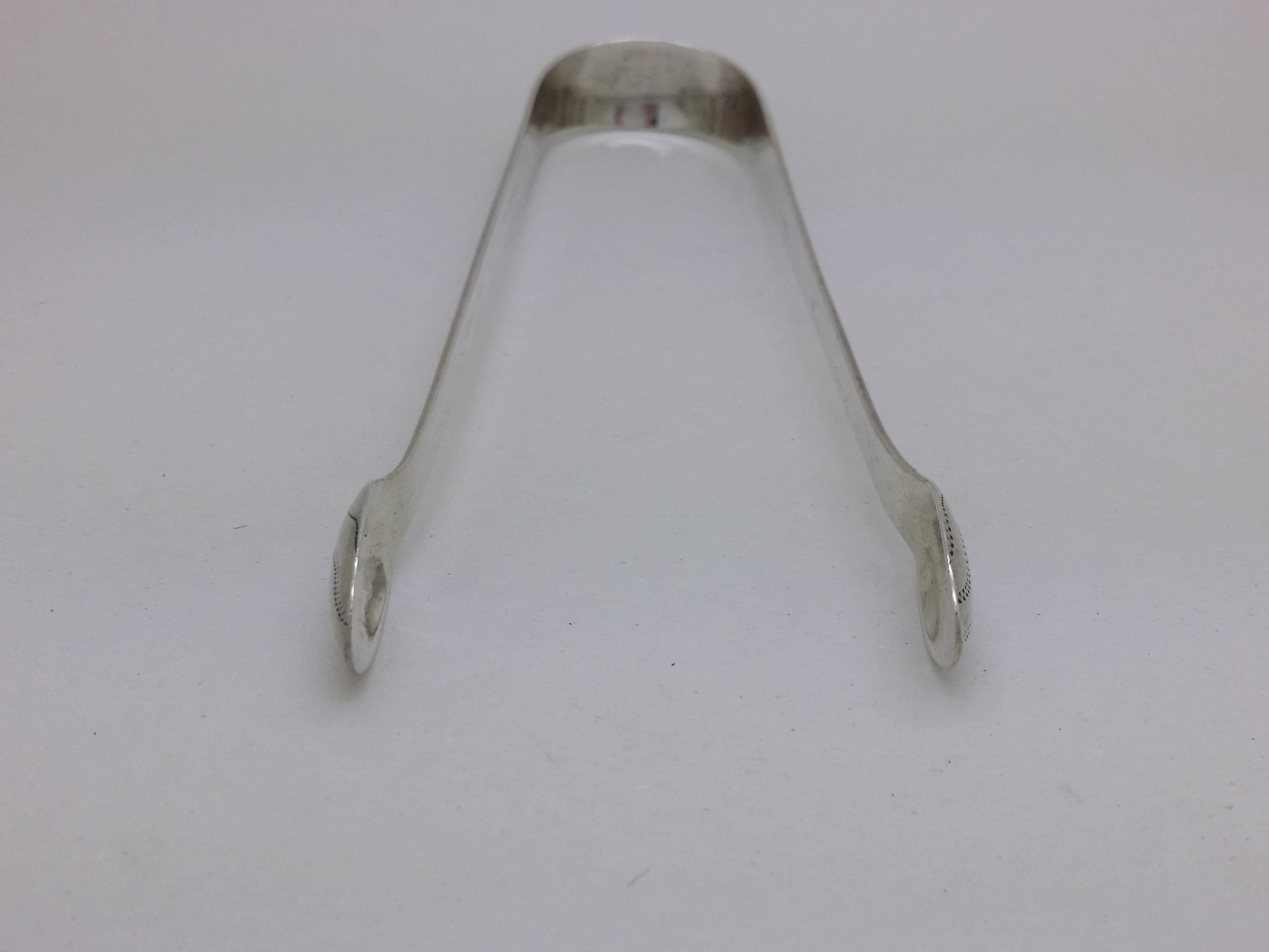 George III c.1785 Sterling Silver Bright Cut Sugar Tongs, London