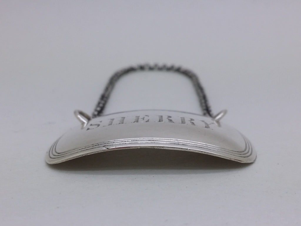 Victorian 1867 Sterling Silver Sherry Decanter Wine Label, Sheffield