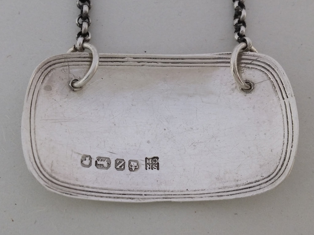 Victorian 1867 Sterling Silver Sherry Decanter Wine Label, Sheffield