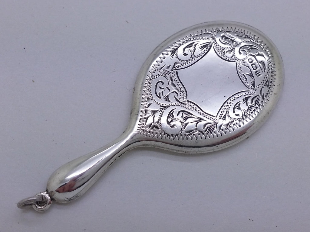 George V 1919 sterling silver miniature hand mirror, Birmingham, by Vale & St John