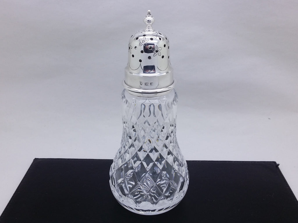 Elizabeth II 1972 sterling silver & cut glass 6¾" sugar caster, Birmingham by J B Chatterley & Sons Ltd