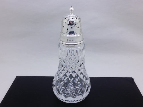 Elizabeth II 1972 sterling silver & cut glass 6¾" sugar caster, Birmingham by J B Chatterley & Sons Ltd