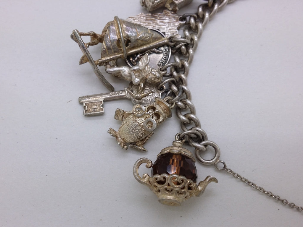 Elizabeth II 1969 Sterling Silver Charm Bracelet with 29 Charms, Birmingham
