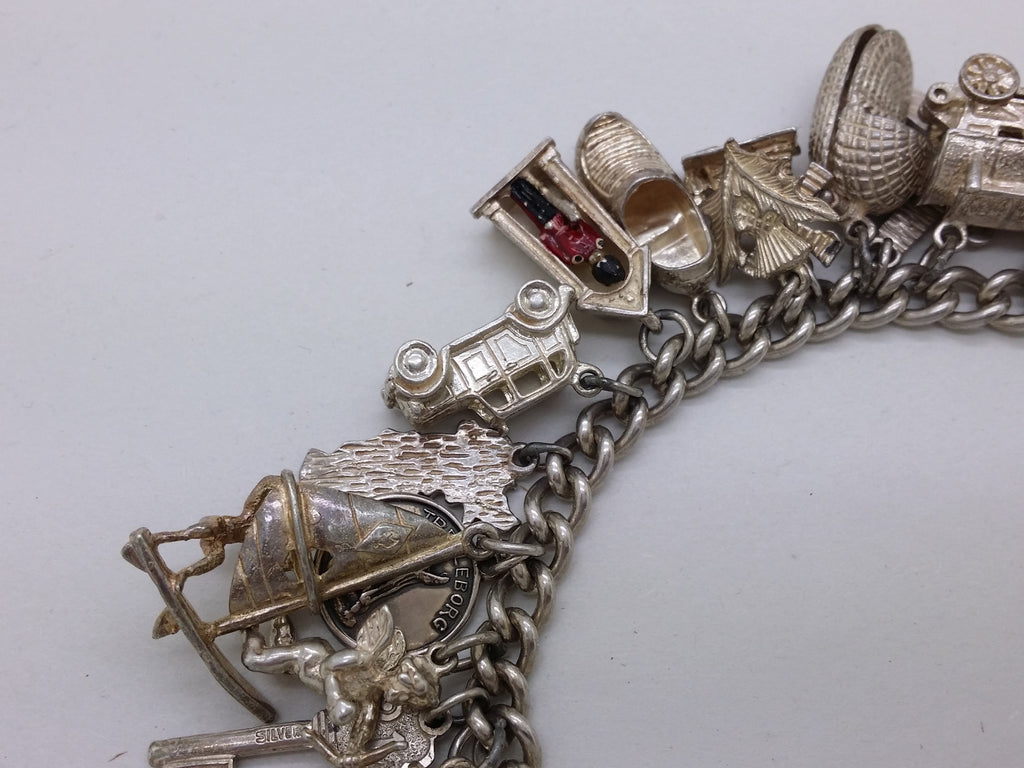 Elizabeth II 1969 Sterling Silver Charm Bracelet with 29 Charms, Birmingham