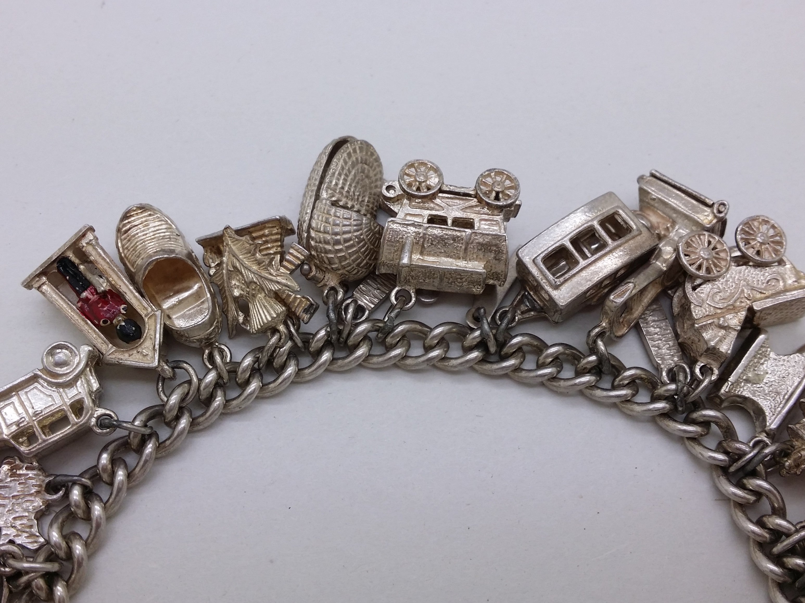 Elizabeth II 1969 Sterling Silver Charm Bracelet with 29 Charms, Birmingham