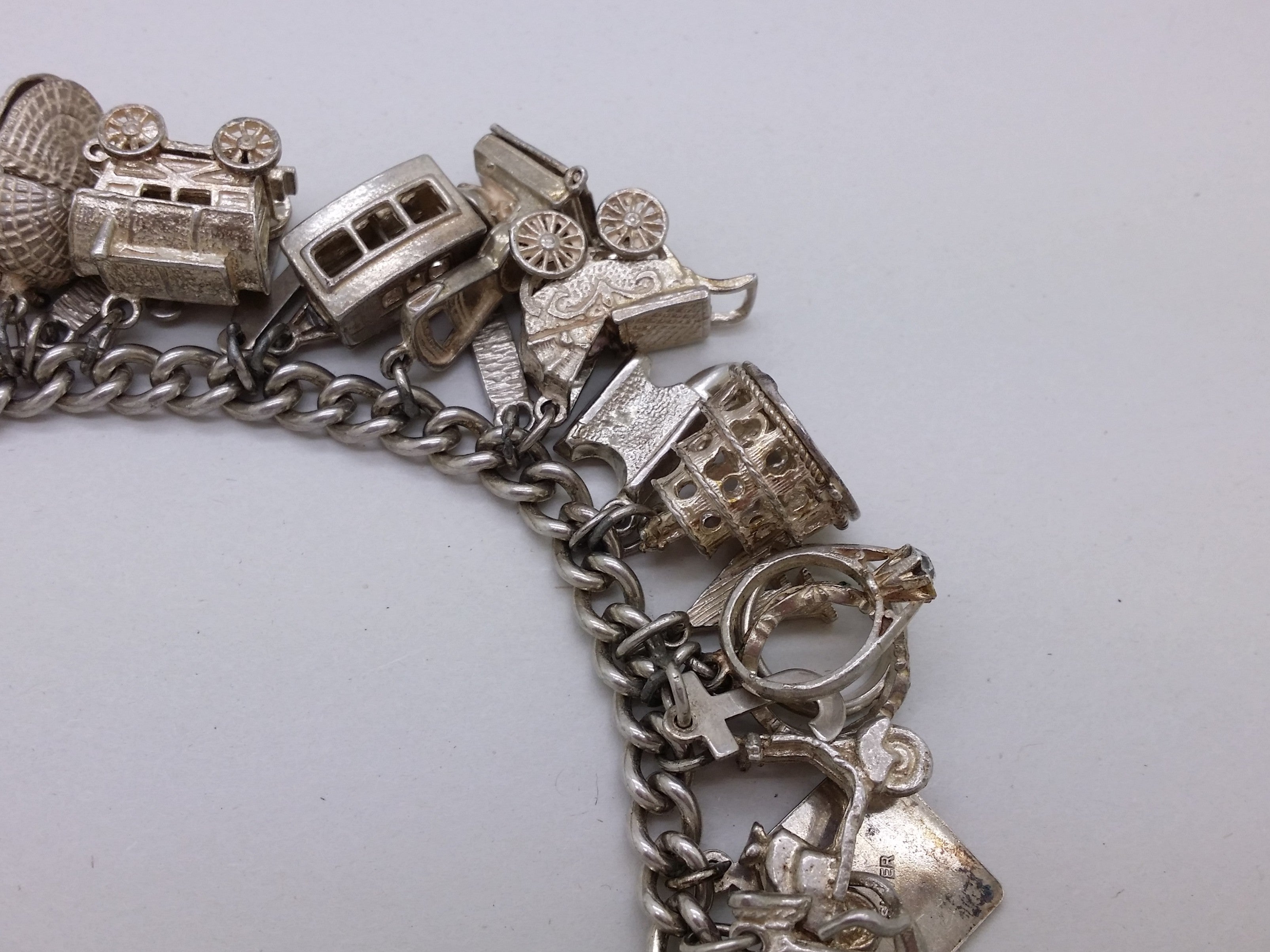 Elizabeth II 1969 Sterling Silver Charm Bracelet with 29 Charms, Birmingham