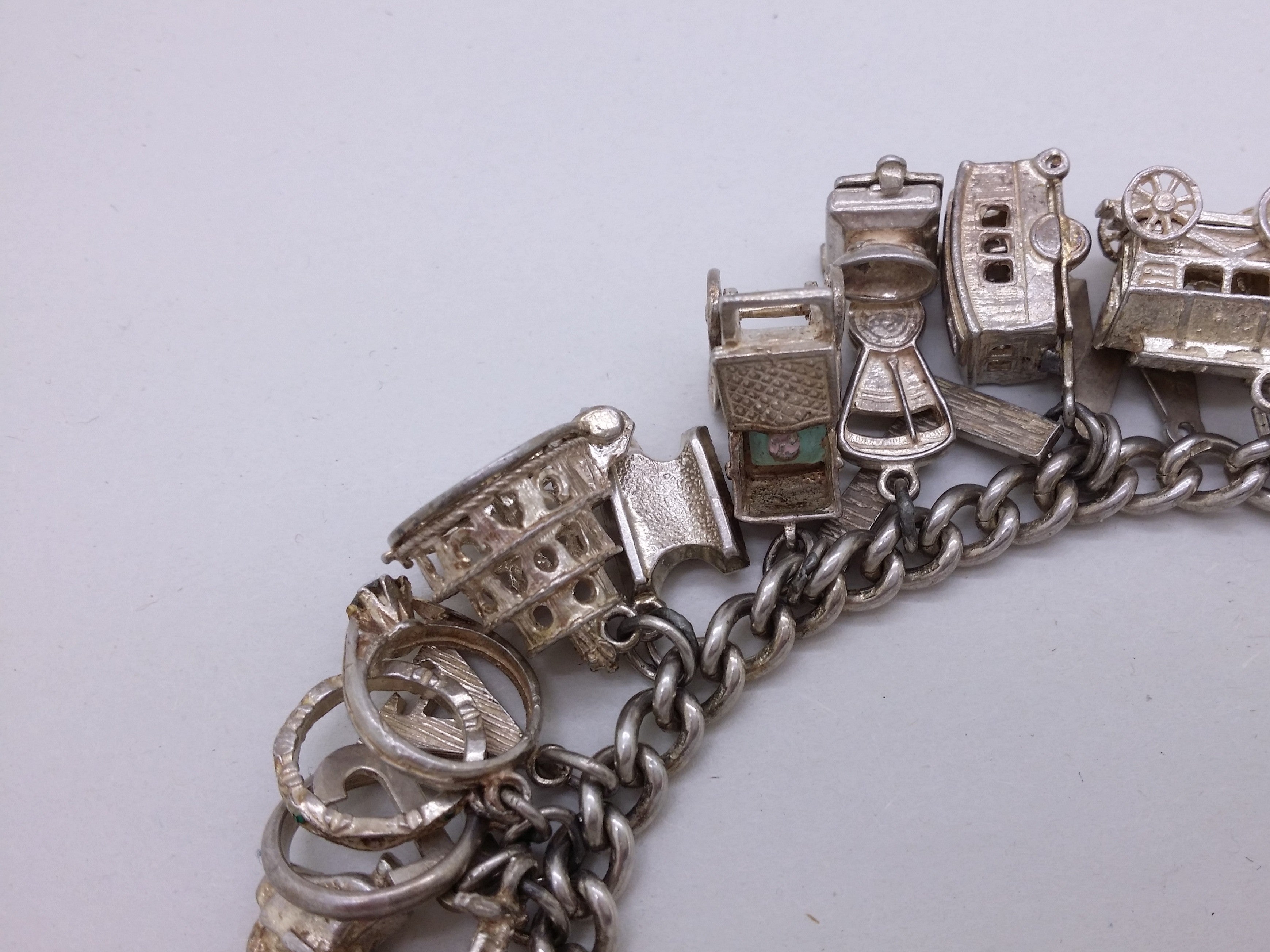 Elizabeth II 1969 Sterling Silver Charm Bracelet with 29 Charms, Birmingham