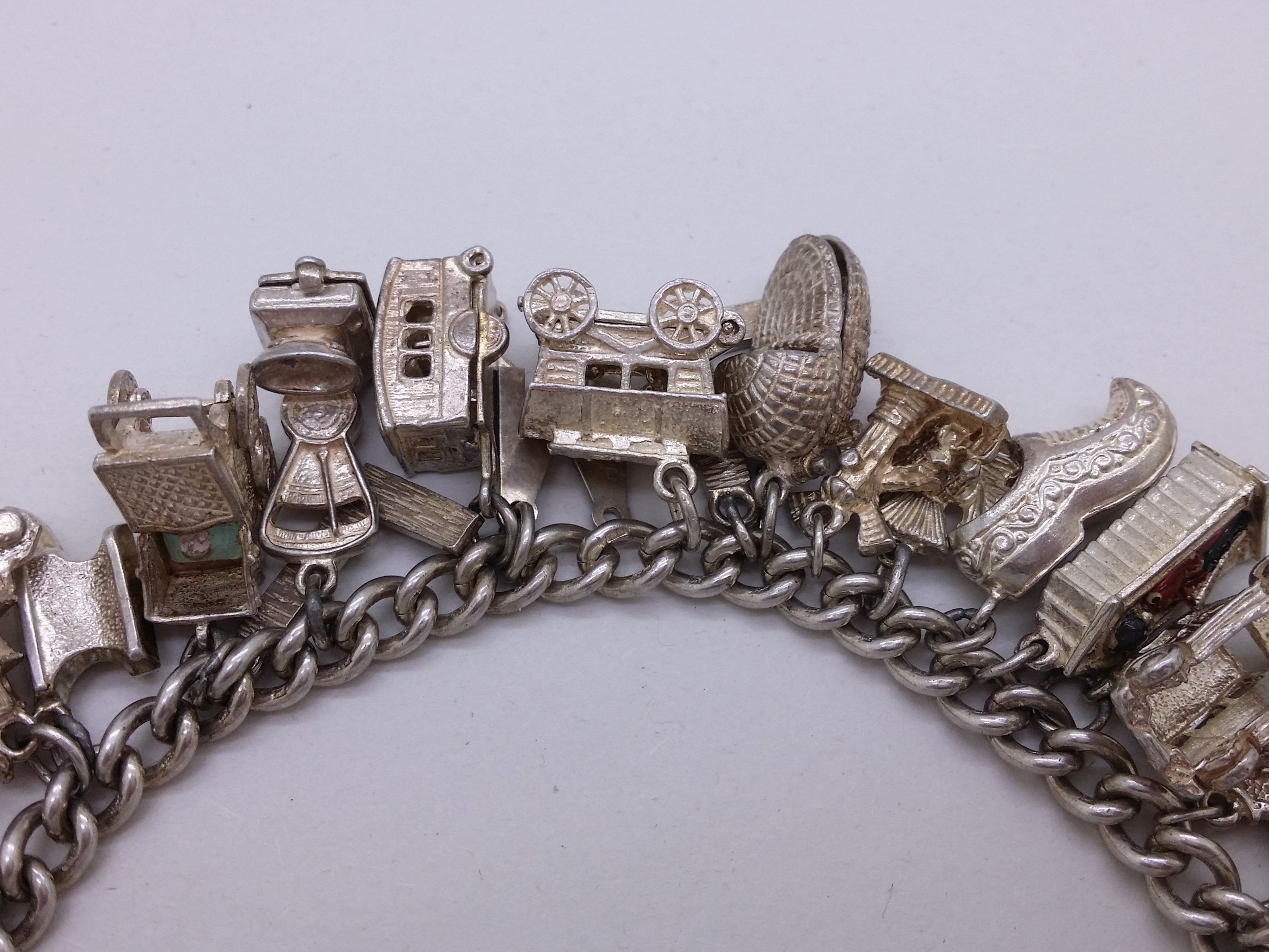 Elizabeth II 1969 Sterling Silver Charm Bracelet with 29 Charms, Birmingham