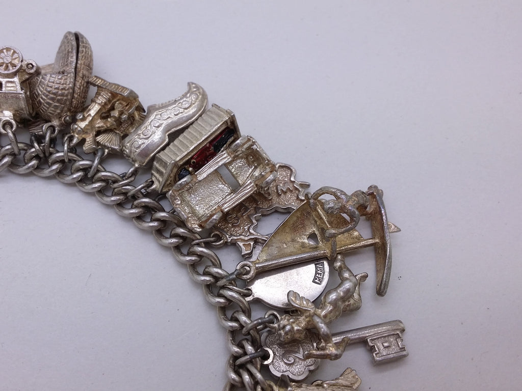 Elizabeth II 1969 Sterling Silver Charm Bracelet with 29 Charms, Birmingham