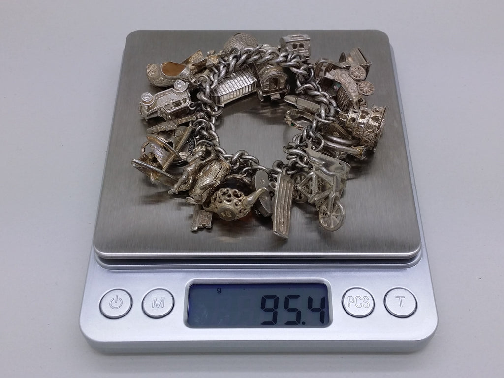 Elizabeth II 1969 Sterling Silver Charm Bracelet with 29 Charms, Birmingham