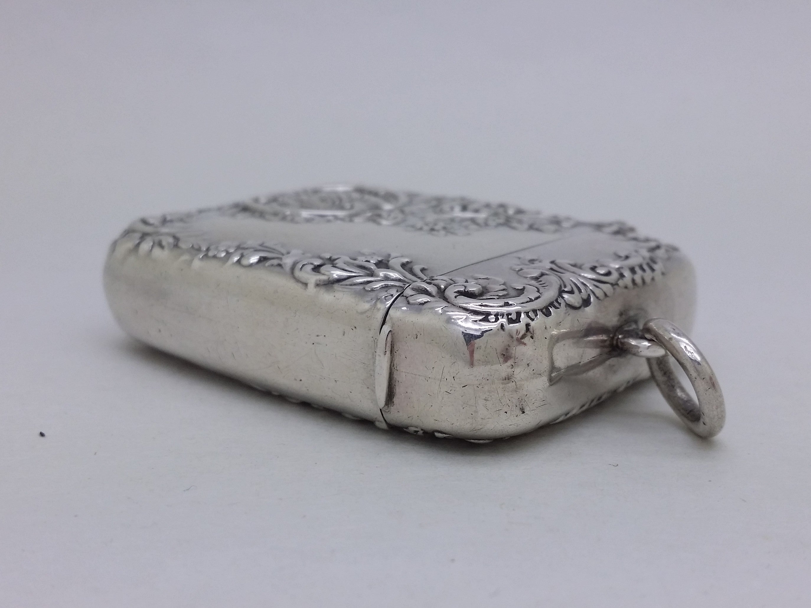Victorian 1895 Sterling Silver Floral & Foliate Vesta Case, Birmingham