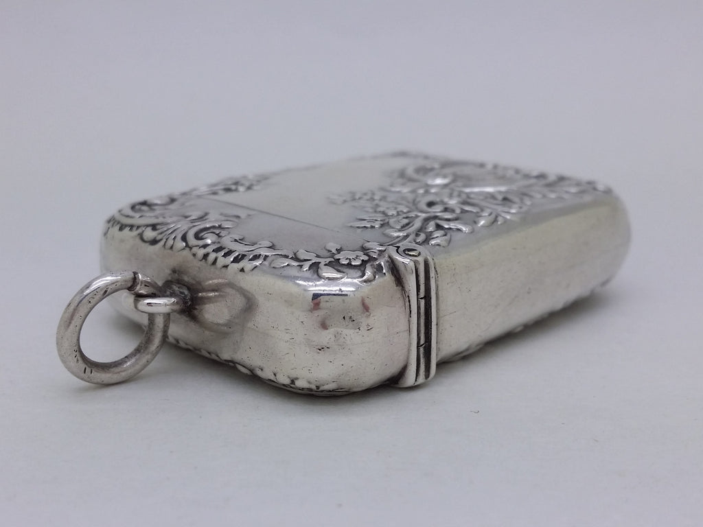 Victorian 1895 Sterling Silver Floral & Foliate Vesta Case, Birmingham