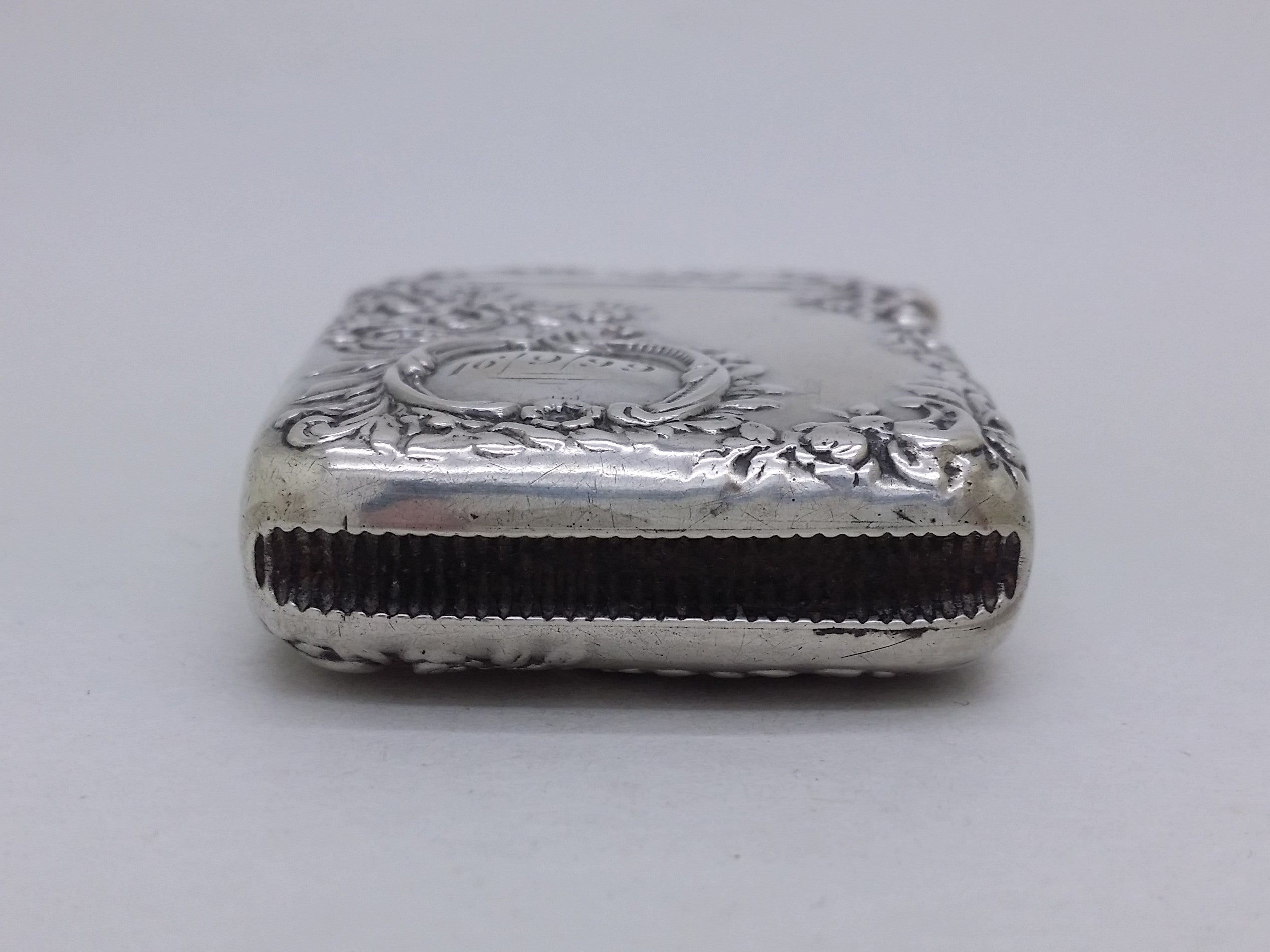 Victorian 1895 Sterling Silver Floral & Foliate Vesta Case, Birmingham