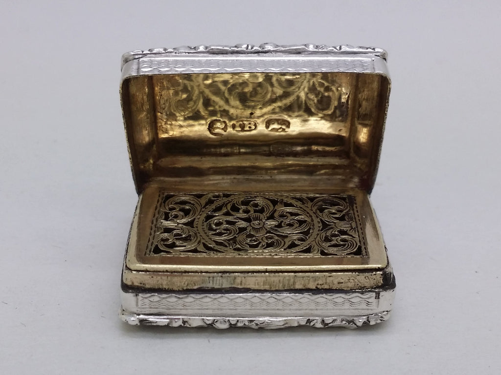 George IV 1828 Sterling Silver Engine Turned Vinaigrette, Birmingham