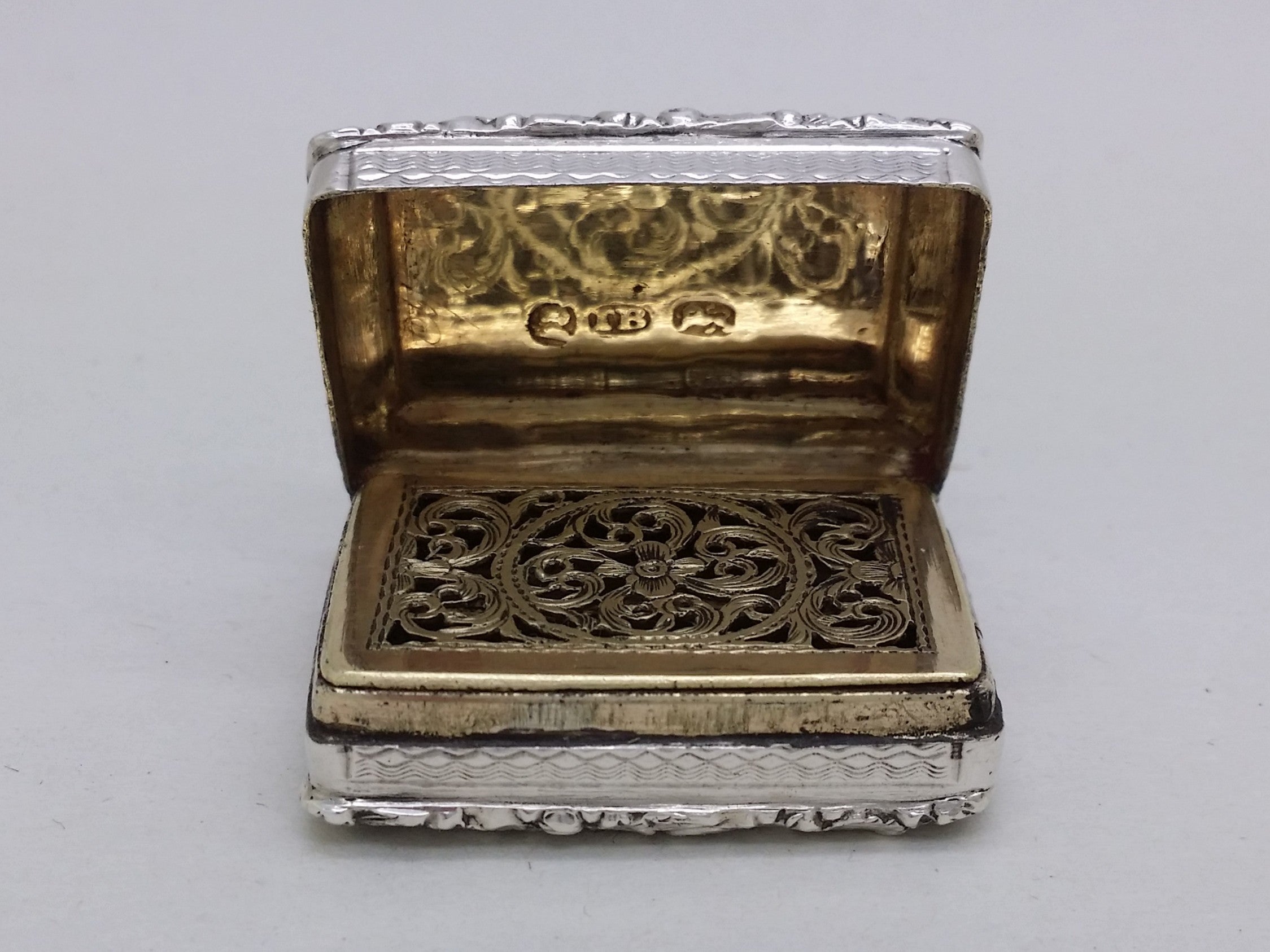 George IV 1828 Sterling Silver Engine Turned Vinaigrette, Birmingham