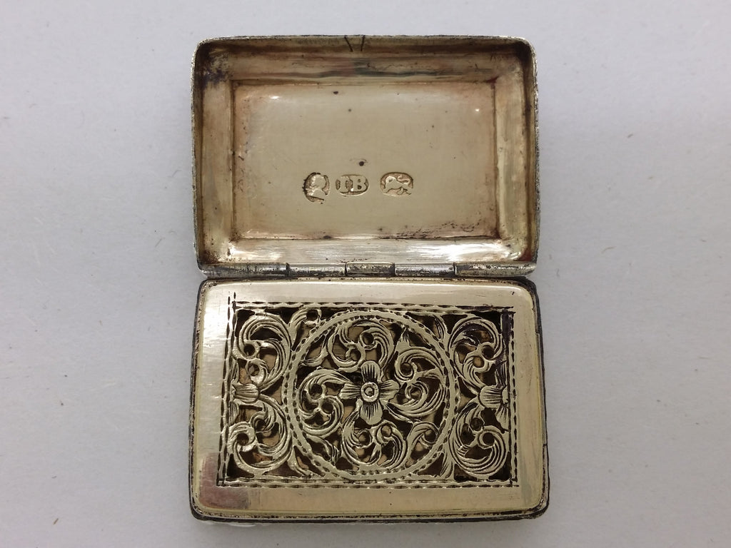 George IV 1828 Sterling Silver Engine Turned Vinaigrette, Birmingham
