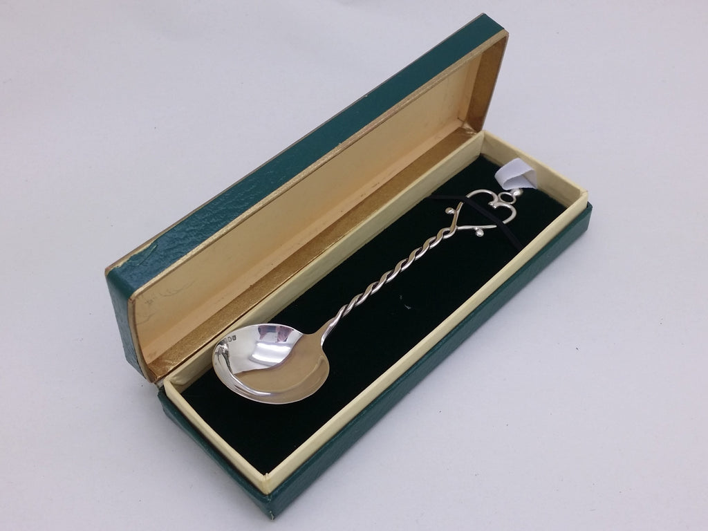 Elizabeth II 1987 Cased Sterling Silver Souvenir Loving Spoon, Edinburgh