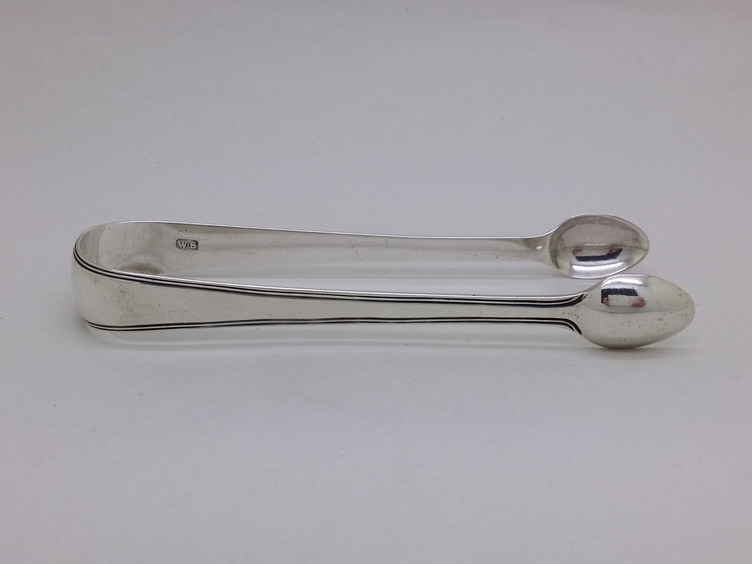 George III c.1790 Sterling Silver Thread Edged Sugar Tongs, London