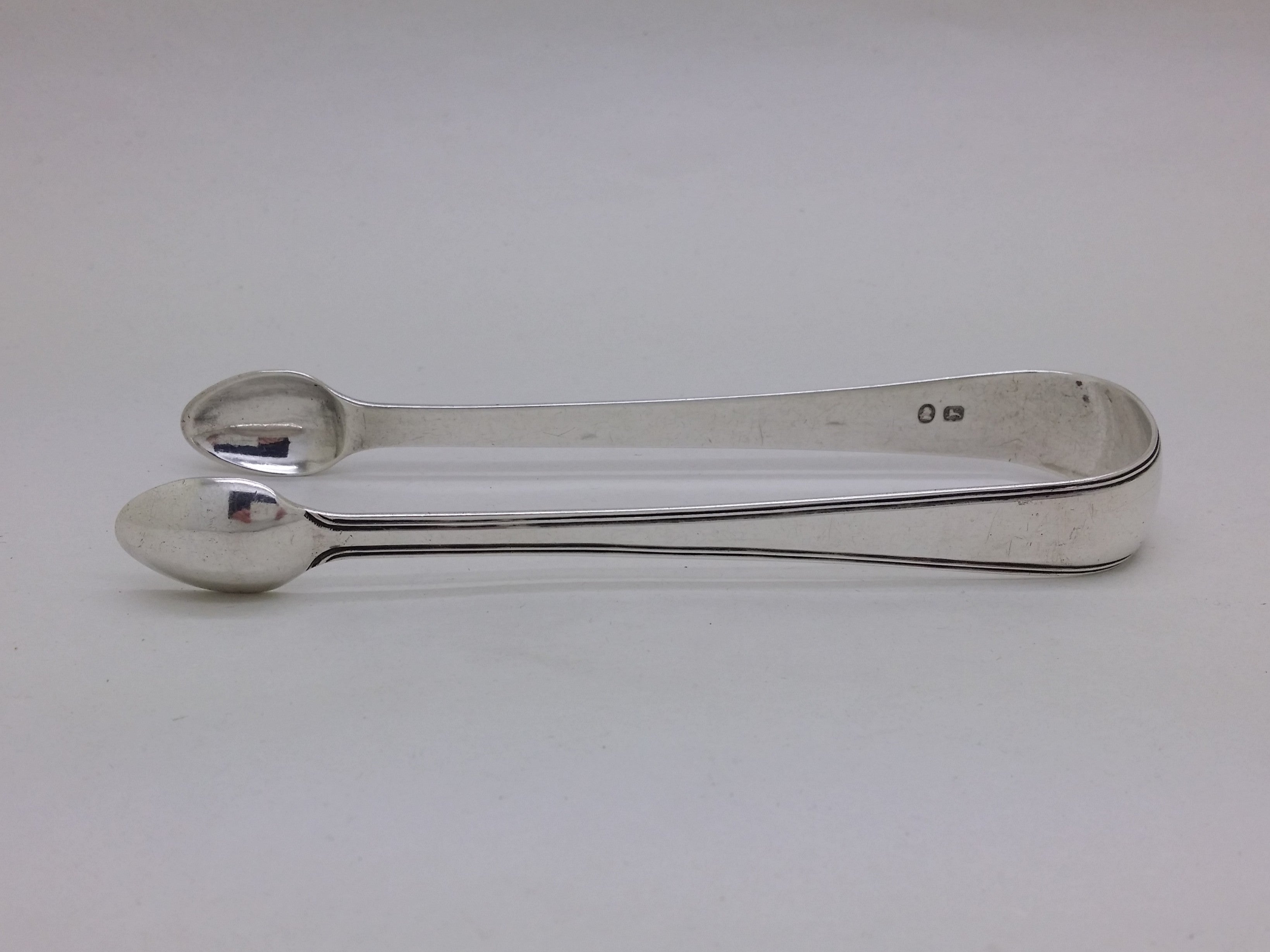 George III c.1790 Sterling Silver Thread Edged Sugar Tongs, London