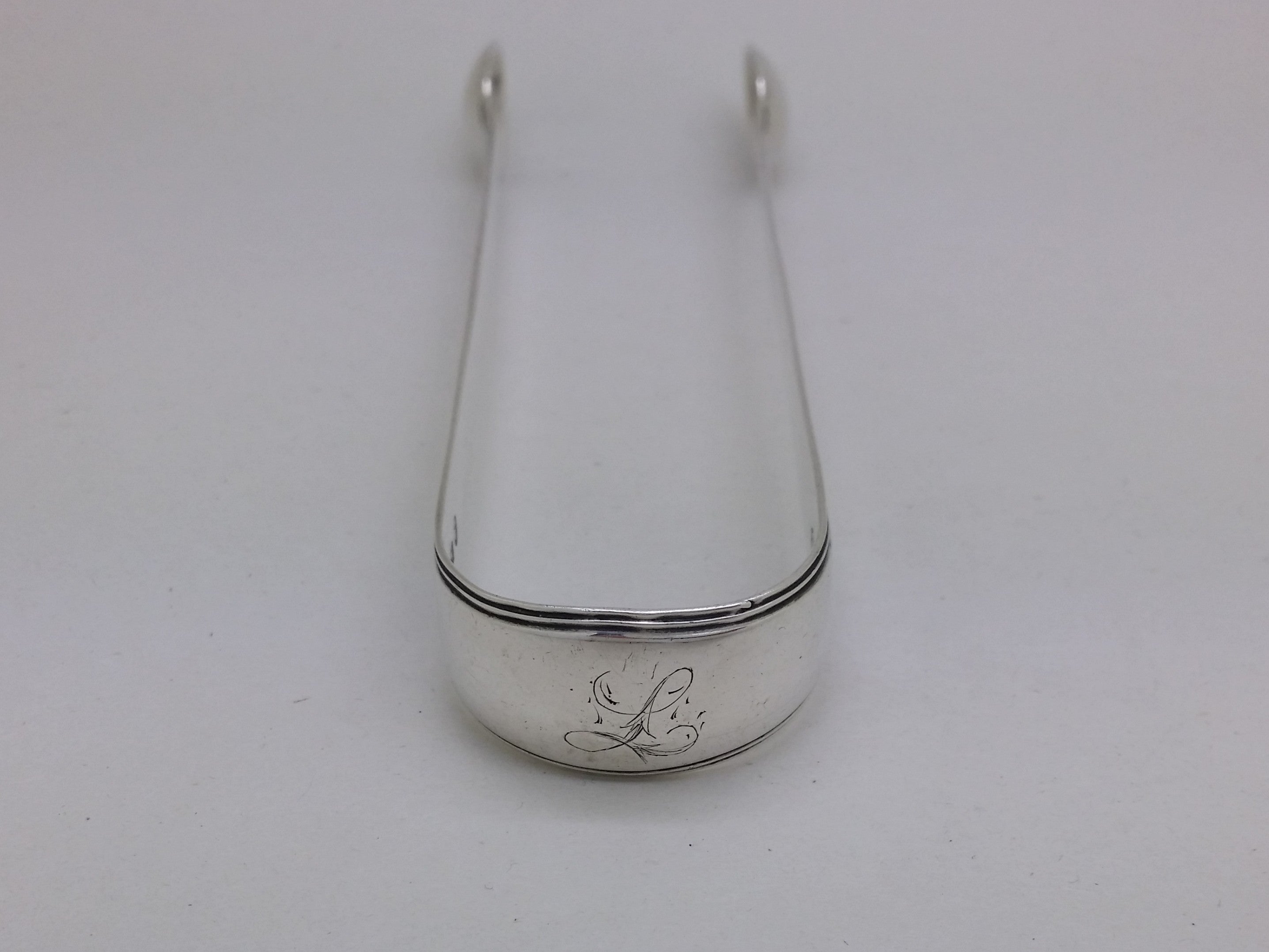 George III c.1790 Sterling Silver Thread Edged Sugar Tongs, London