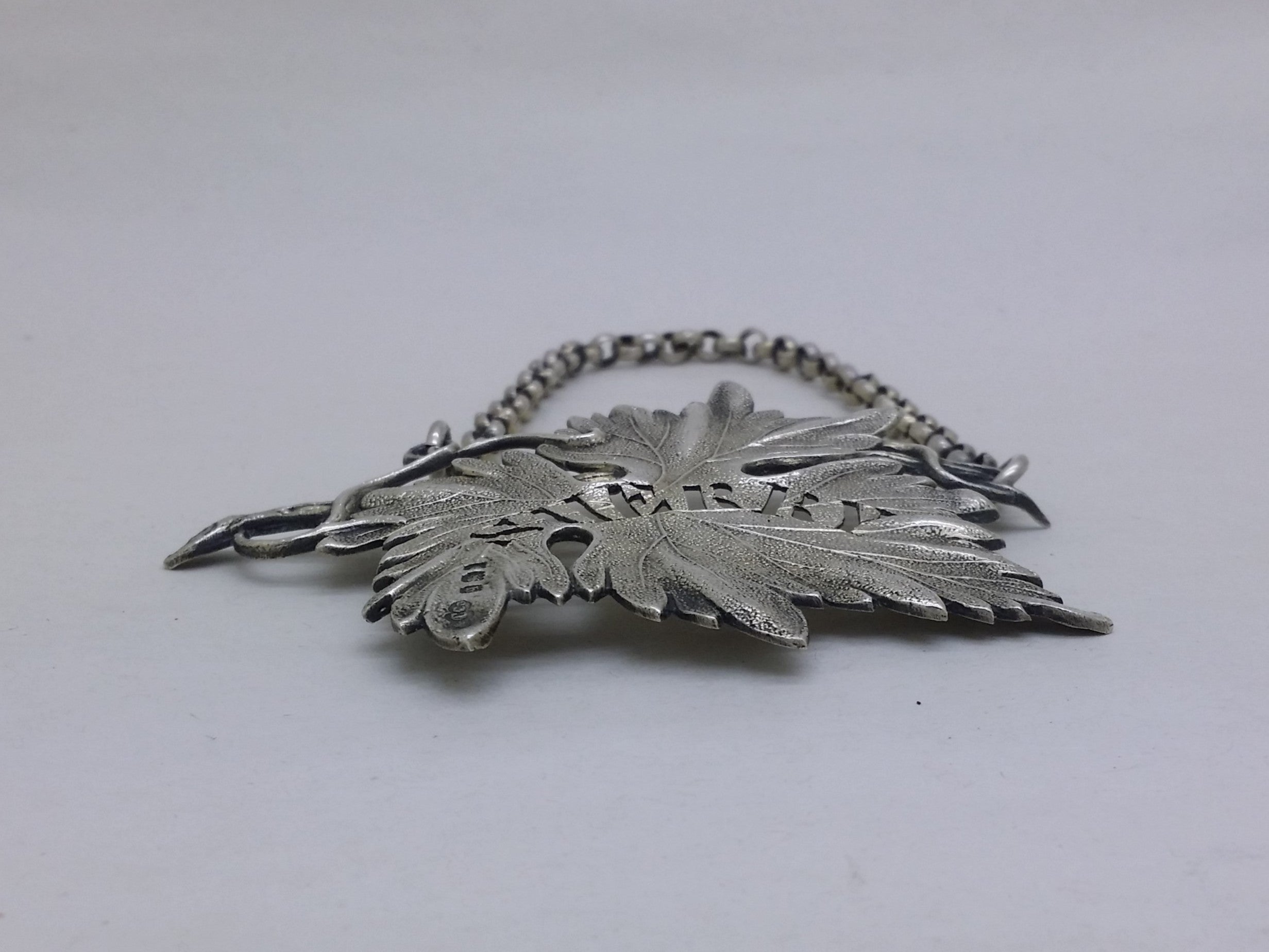 George V 1931 Sterling Silver Vine Leaf Sherry Decanter Wine Label, London