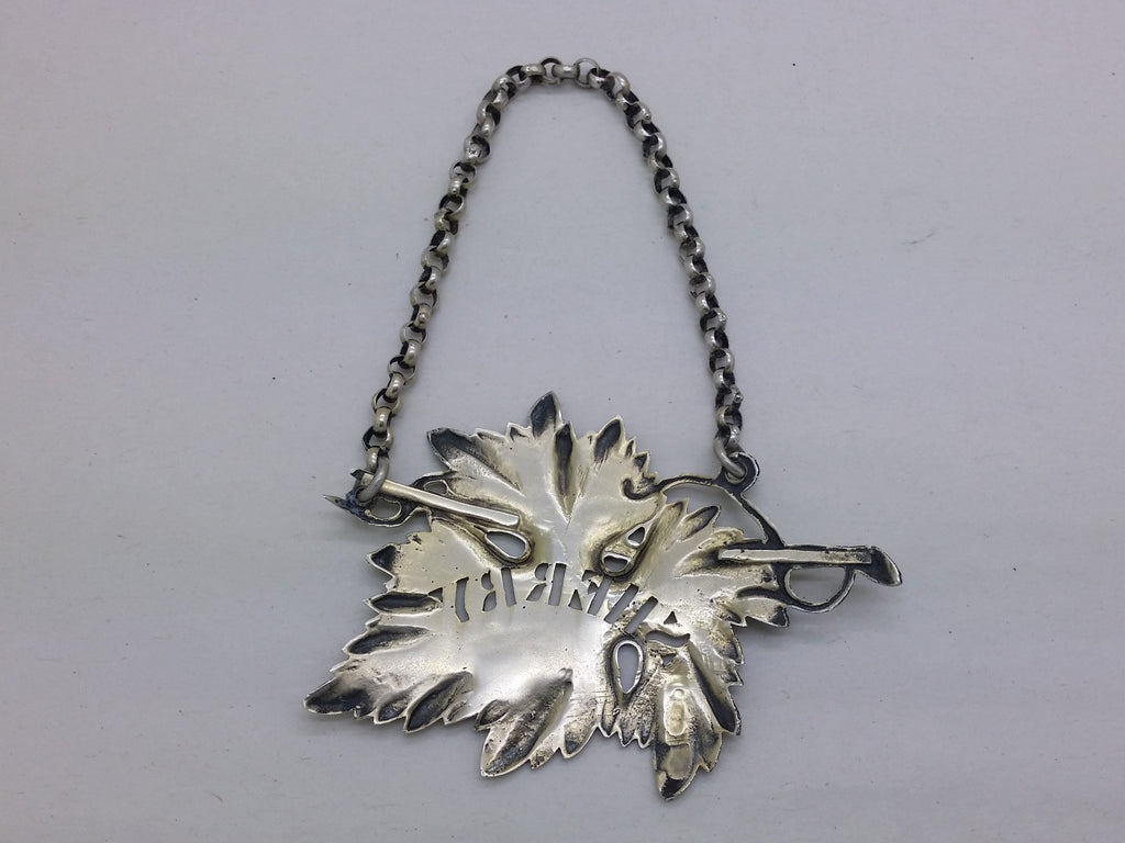 George V 1931 Sterling Silver Vine Leaf Sherry Decanter Wine Label, London