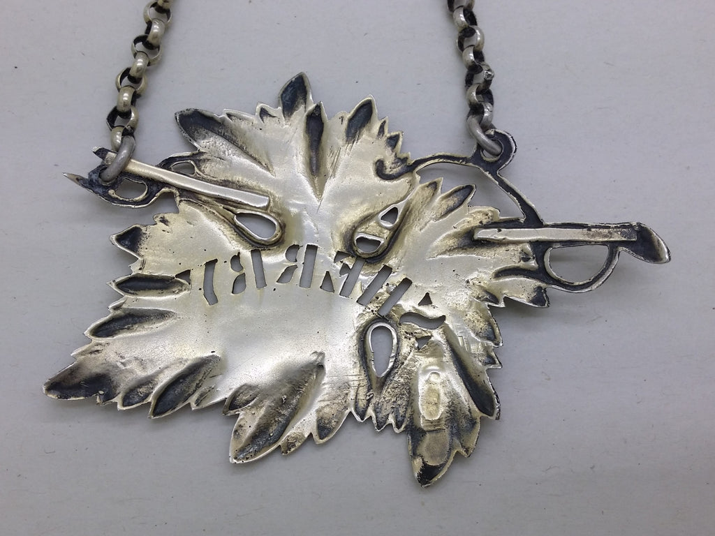 George V 1931 Sterling Silver Vine Leaf Sherry Decanter Wine Label, London