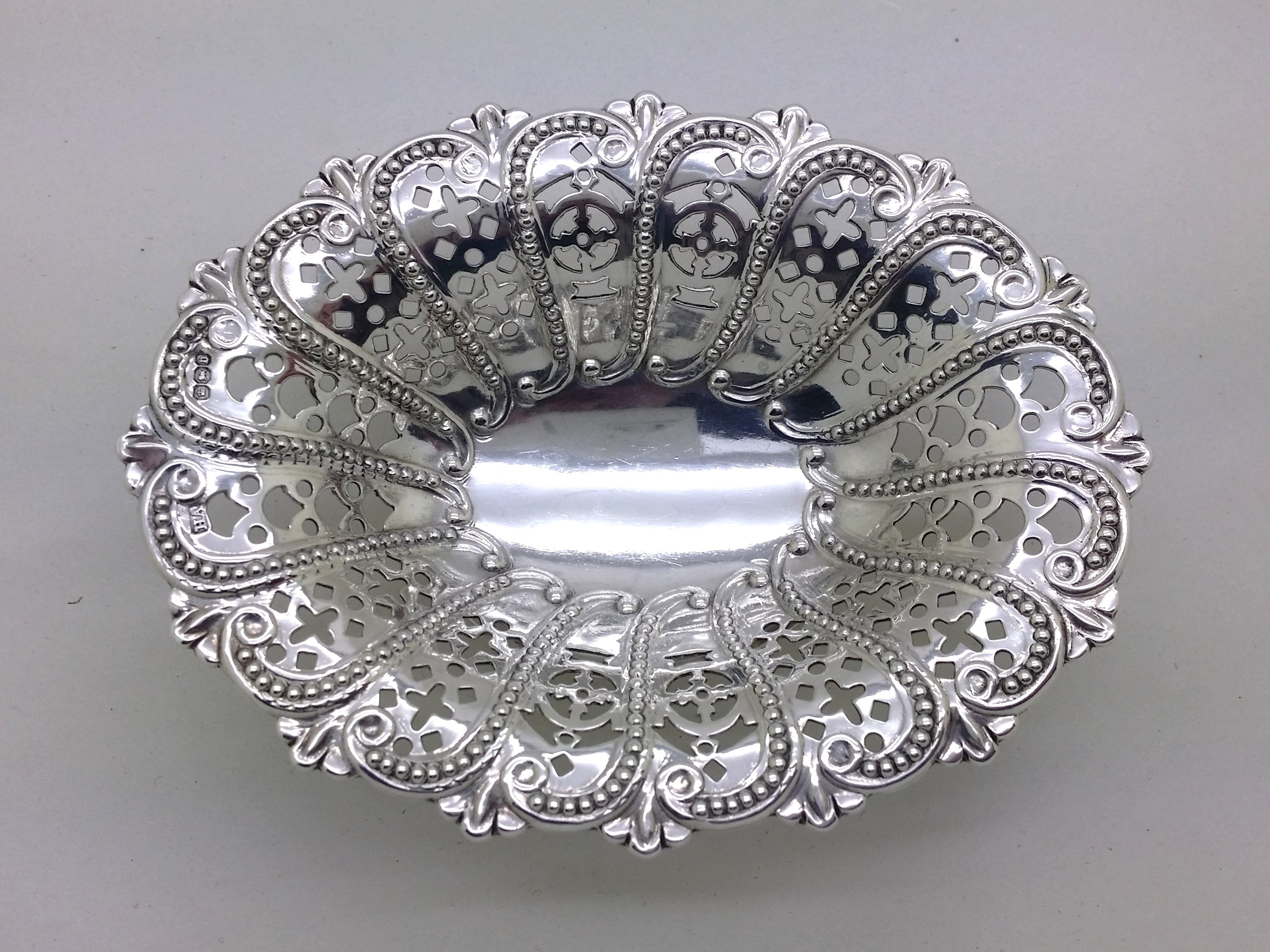 Victorian 1894 Sterling Silver Pierced Pedestal Bonbon Dish, Sheffield