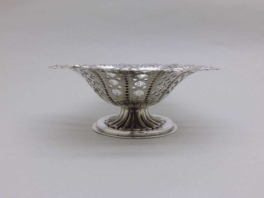 Victorian 1894 Sterling Silver Pierced Pedestal Bonbon Dish, Sheffield