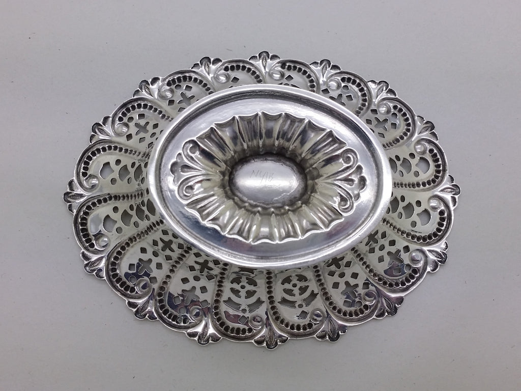 Victorian 1894 Sterling Silver Pierced Pedestal Bonbon Dish, Sheffield