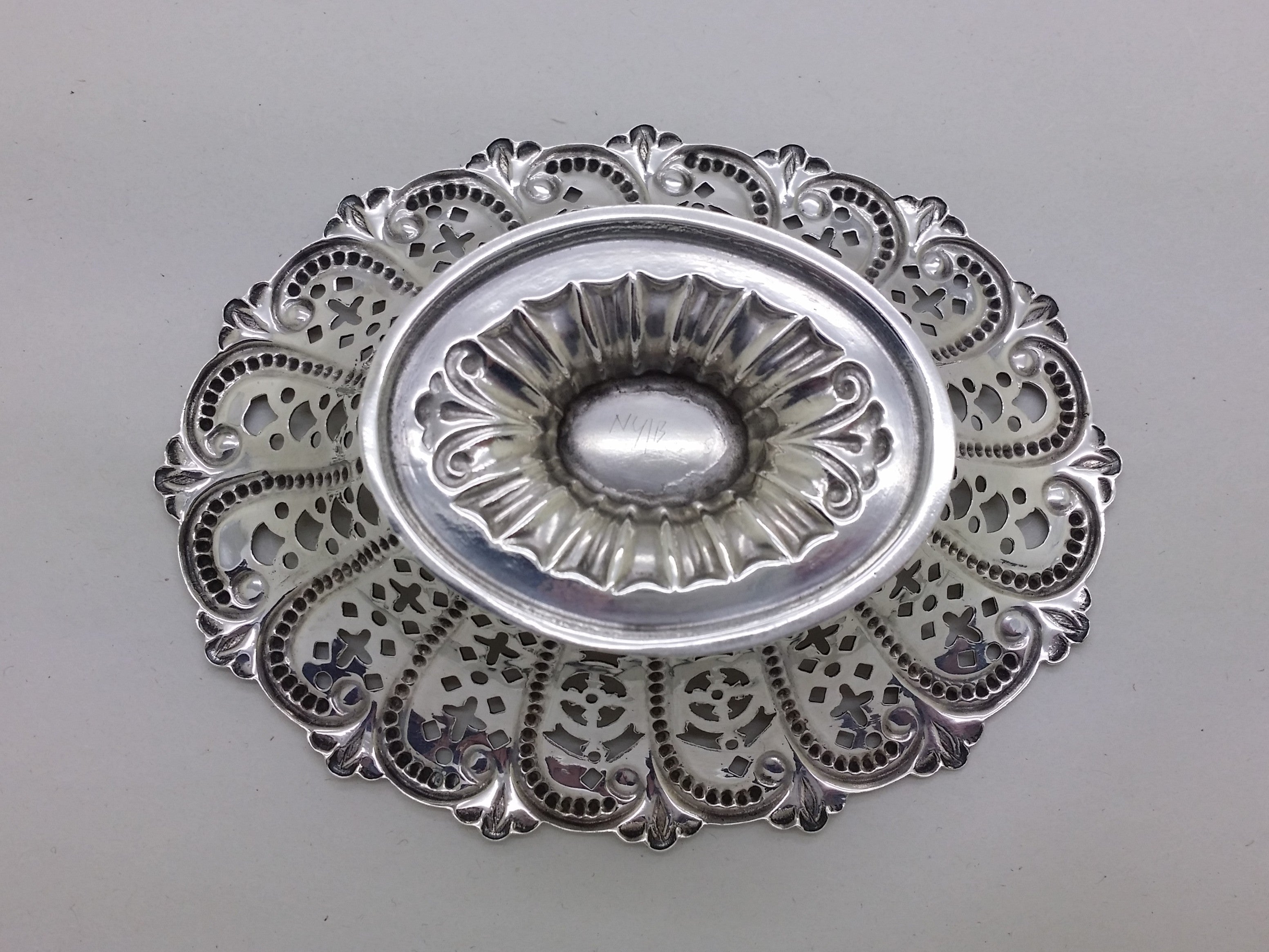 Victorian 1894 Sterling Silver Pierced Pedestal Bonbon Dish, Sheffield