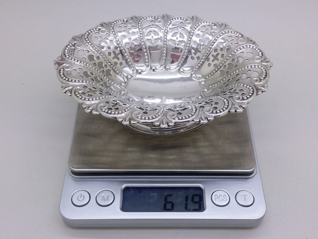 Victorian 1894 Sterling Silver Pierced Pedestal Bonbon Dish, Sheffield