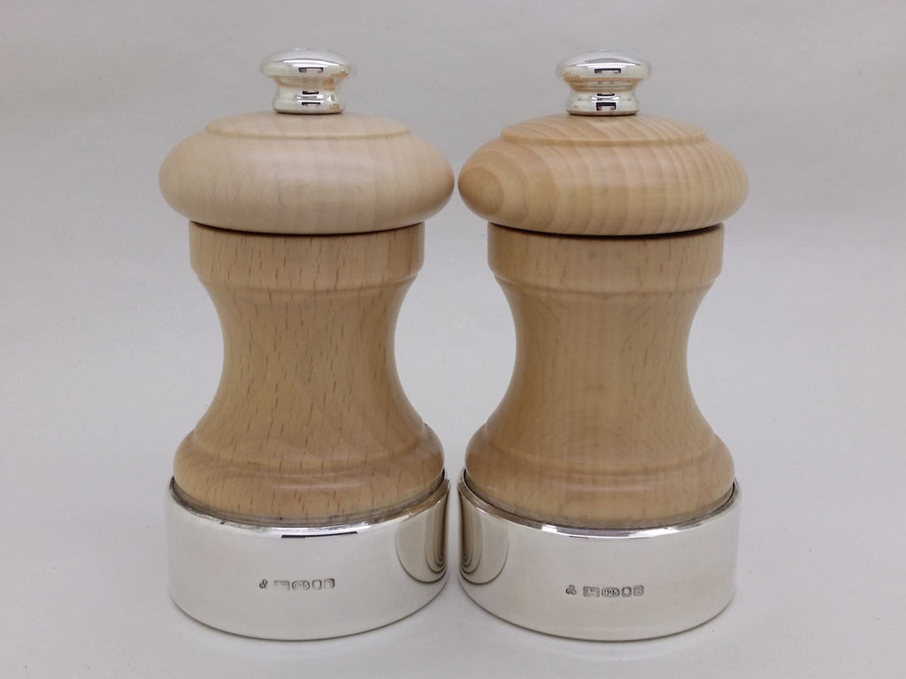 Elizabeth II 2017 Pair of Silver Mounted Wooden Salt & Pepper Mills, London