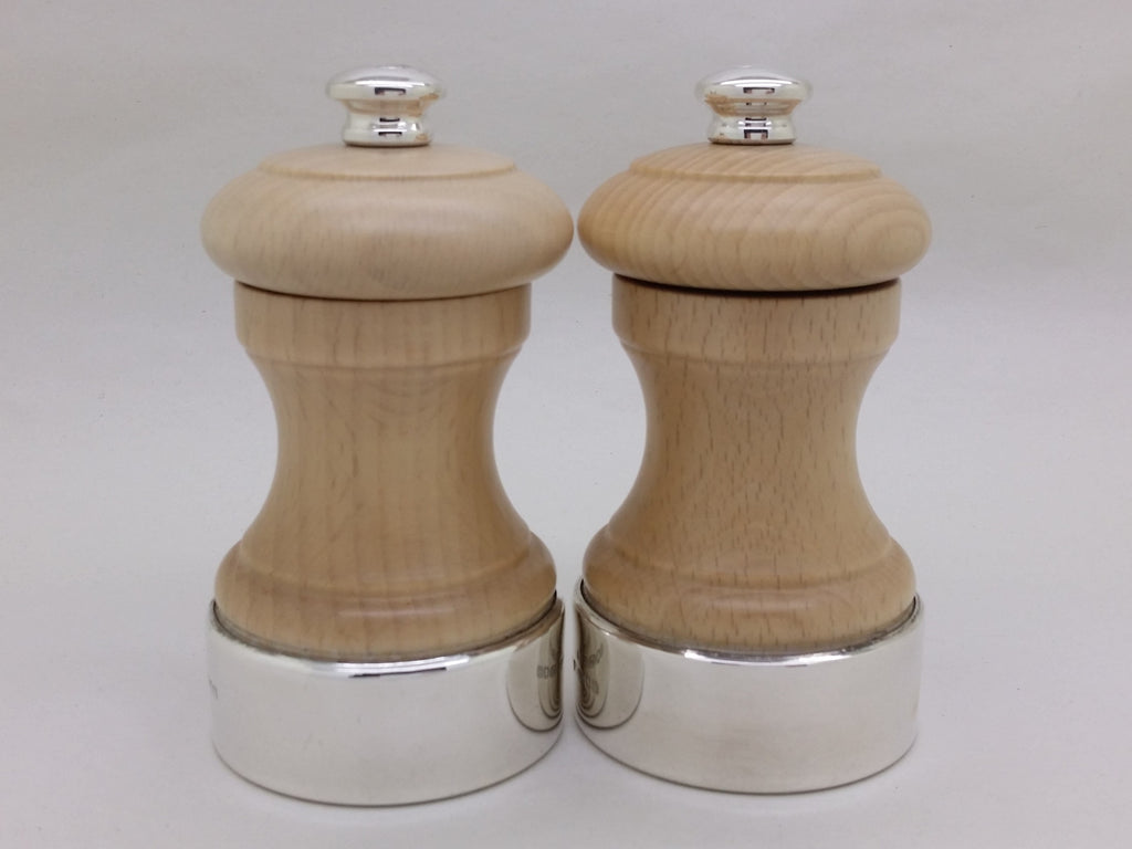 Elizabeth II 2017 Pair of Silver Mounted Wooden Salt & Pepper Mills, London