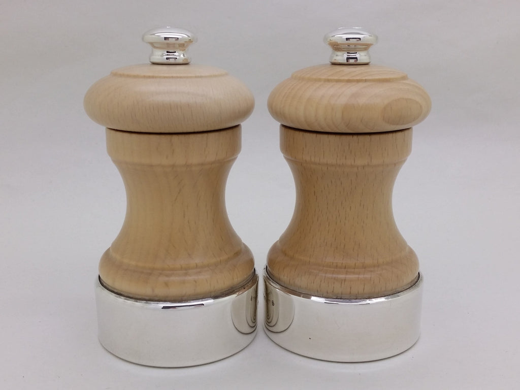 Elizabeth II 2017 Pair of Silver Mounted Wooden Salt & Pepper Mills, London