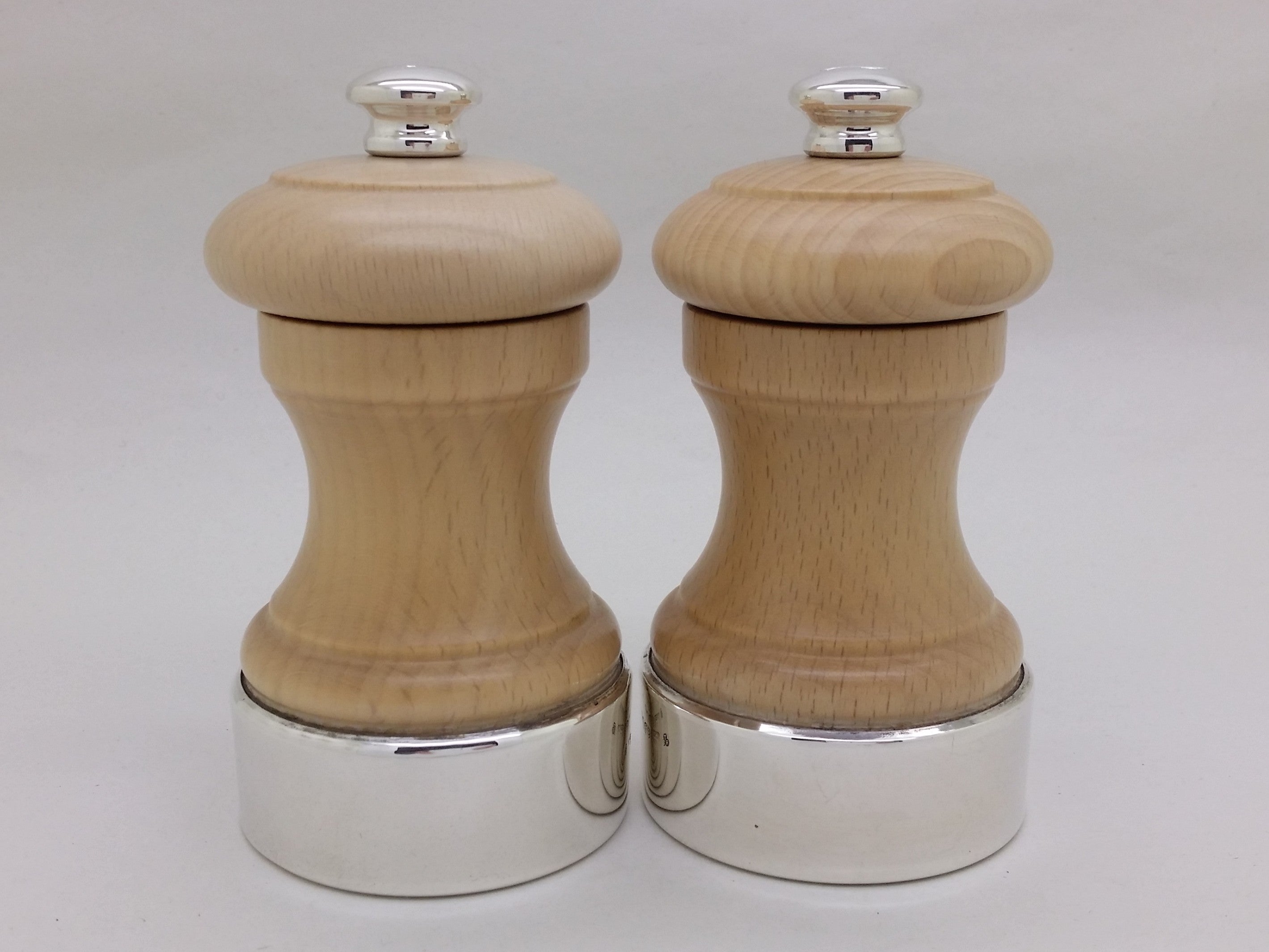 Elizabeth II 2017 Pair of Silver Mounted Wooden Salt & Pepper Mills, London