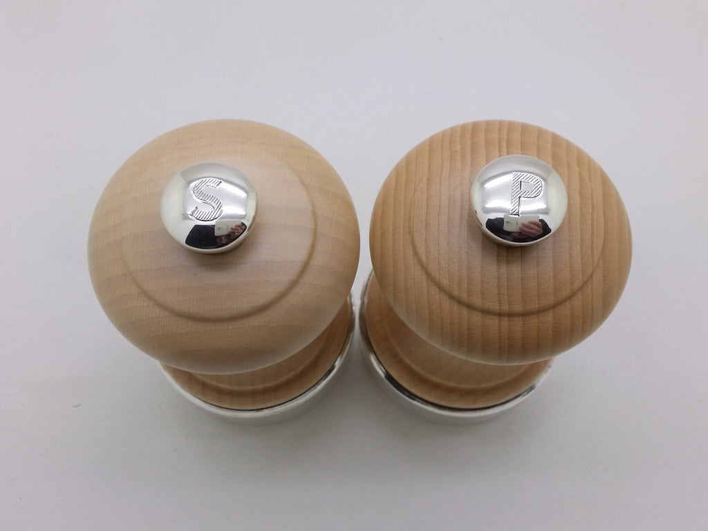 Elizabeth II 2017 Pair of Silver Mounted Wooden Salt & Pepper Mills, London