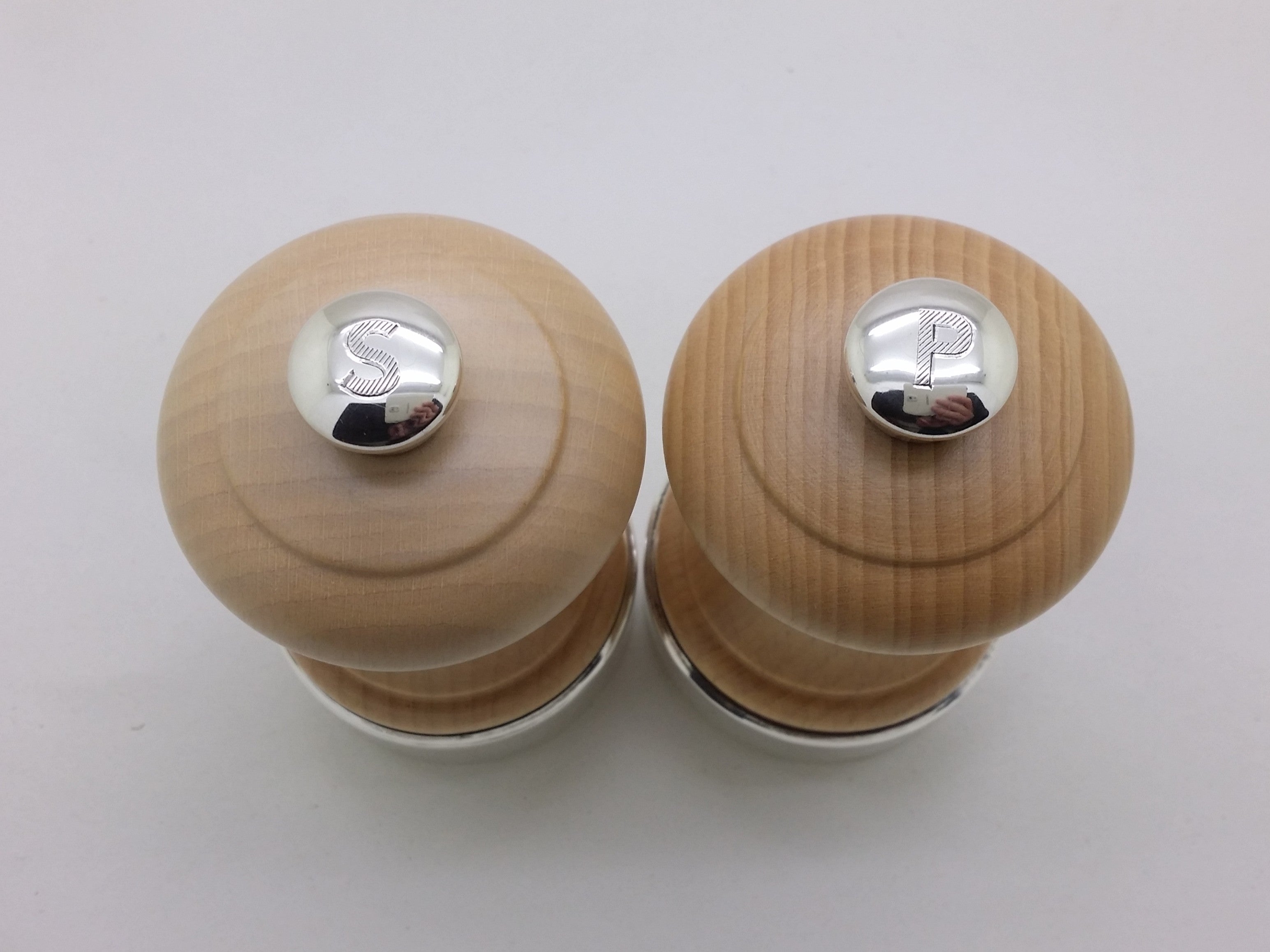 Elizabeth II 2017 Pair of Silver Mounted Wooden Salt & Pepper Mills, London