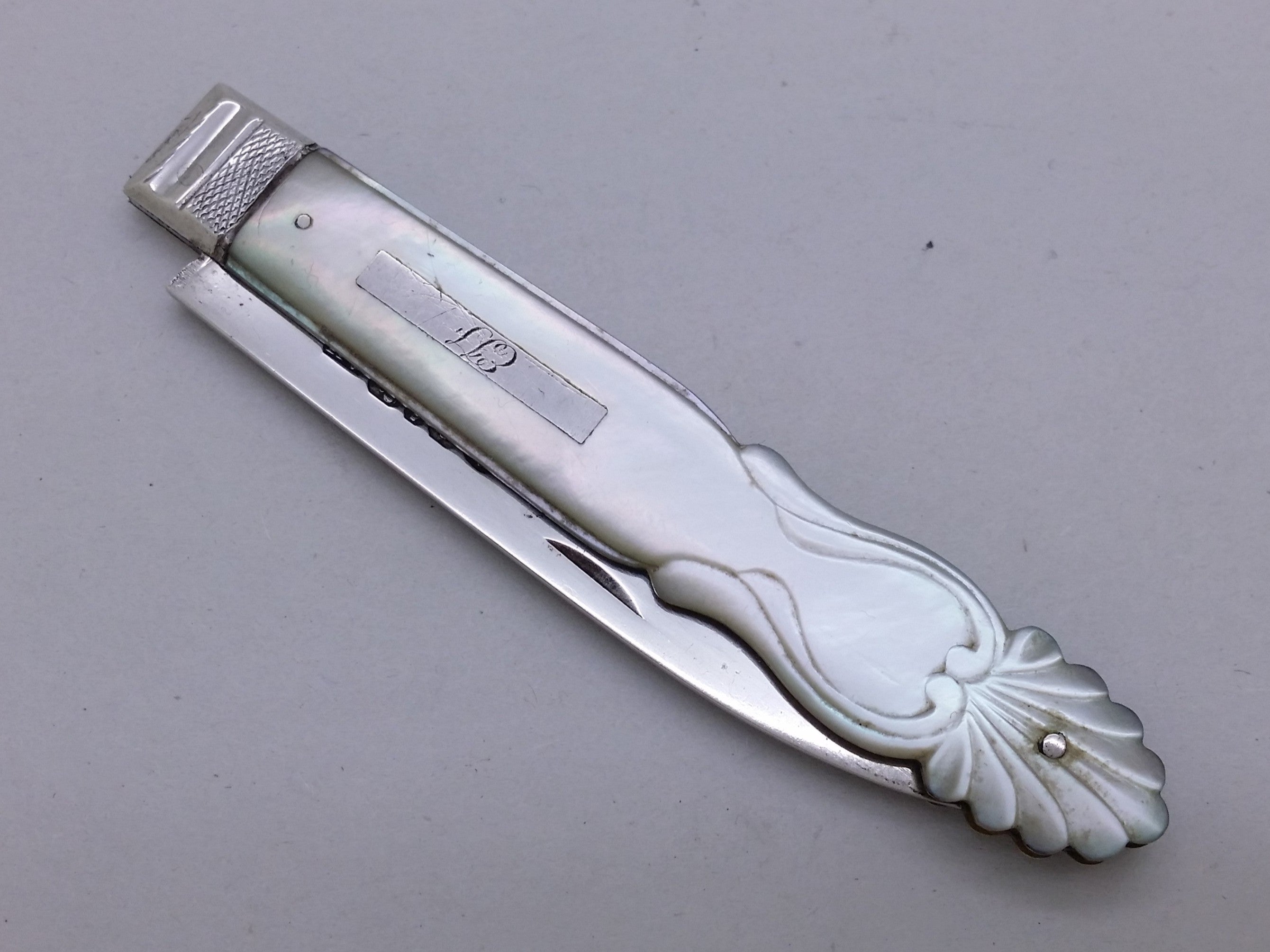 Early Victorian 1839 Sterling Silver & Mother of Pearl Fruit Knife, Sheffield