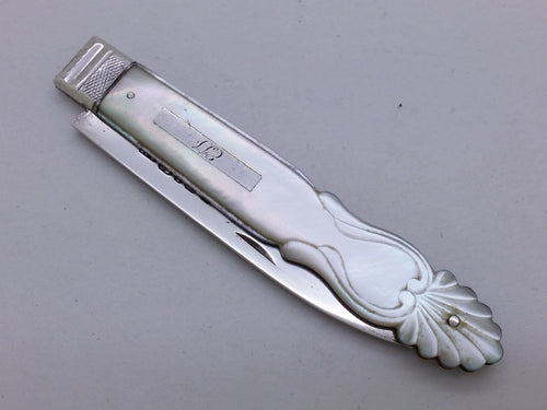 Early Victorian 1839 Sterling Silver & Mother of Pearl Fruit Knife, Sheffield