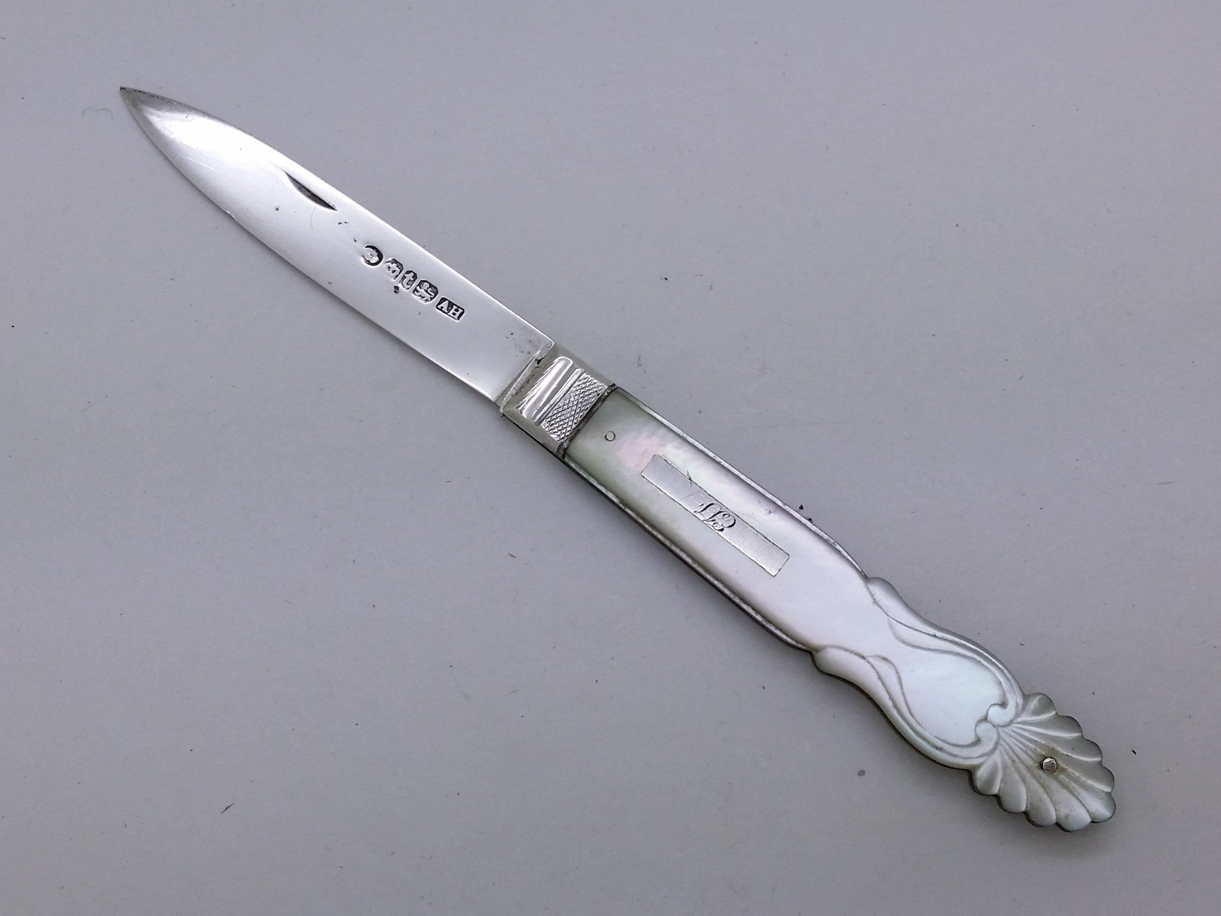 Early Victorian 1839 Sterling Silver & Mother of Pearl Fruit Knife, Sheffield