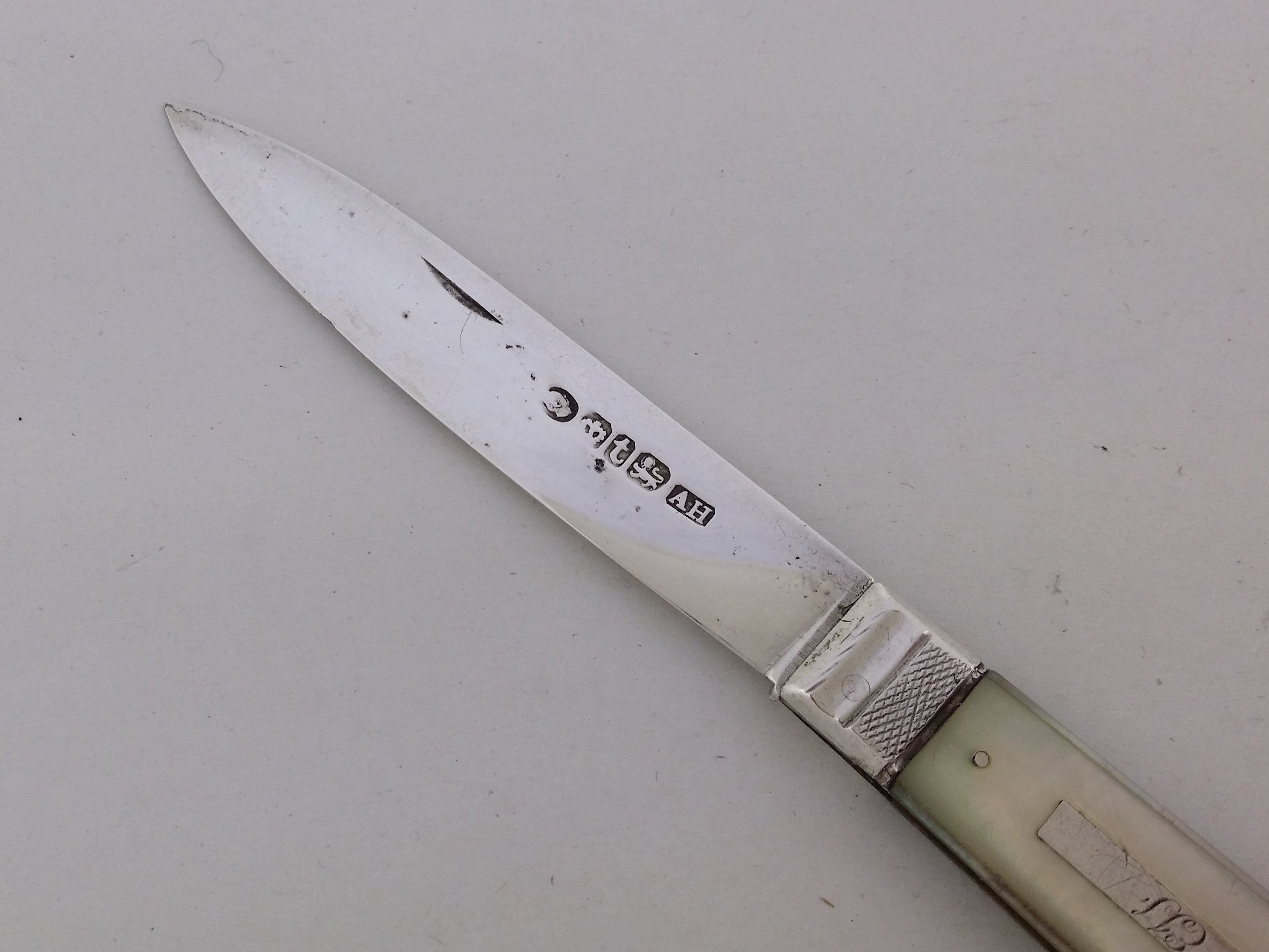 Early Victorian 1839 Sterling Silver & Mother of Pearl Fruit Knife, Sheffield