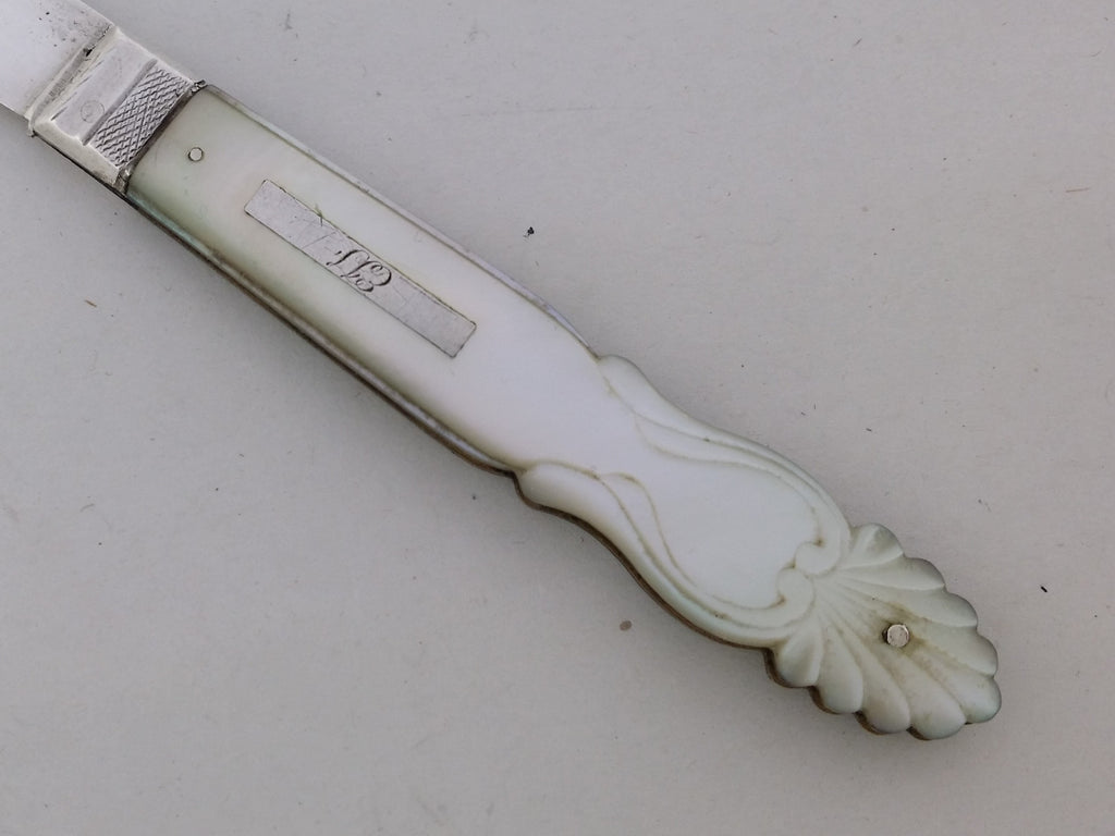 Early Victorian 1839 Sterling Silver & Mother of Pearl Fruit Knife, Sheffield